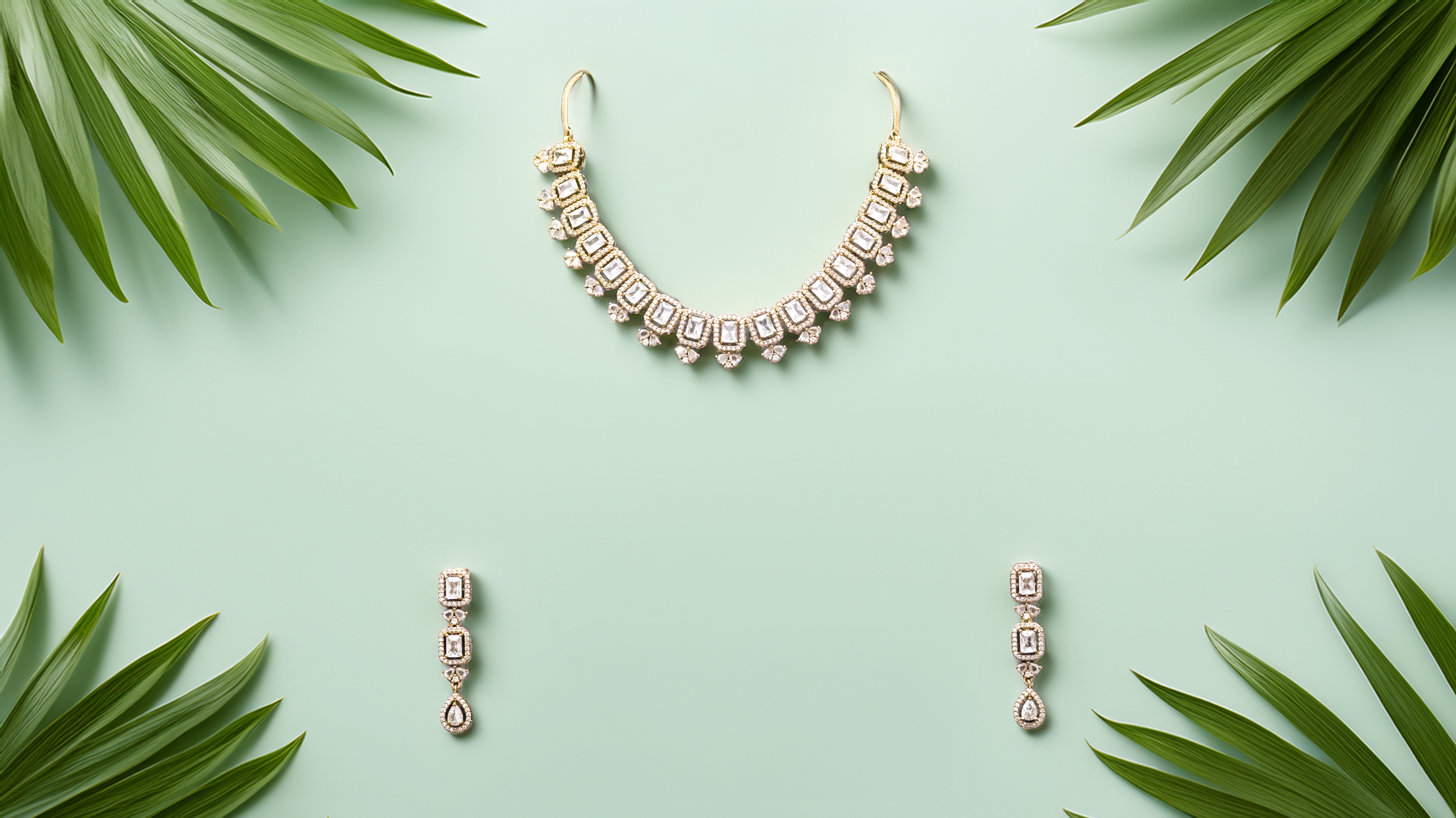 Latest Brass AD Necklace Set Designs – 2025 Collection (1014)