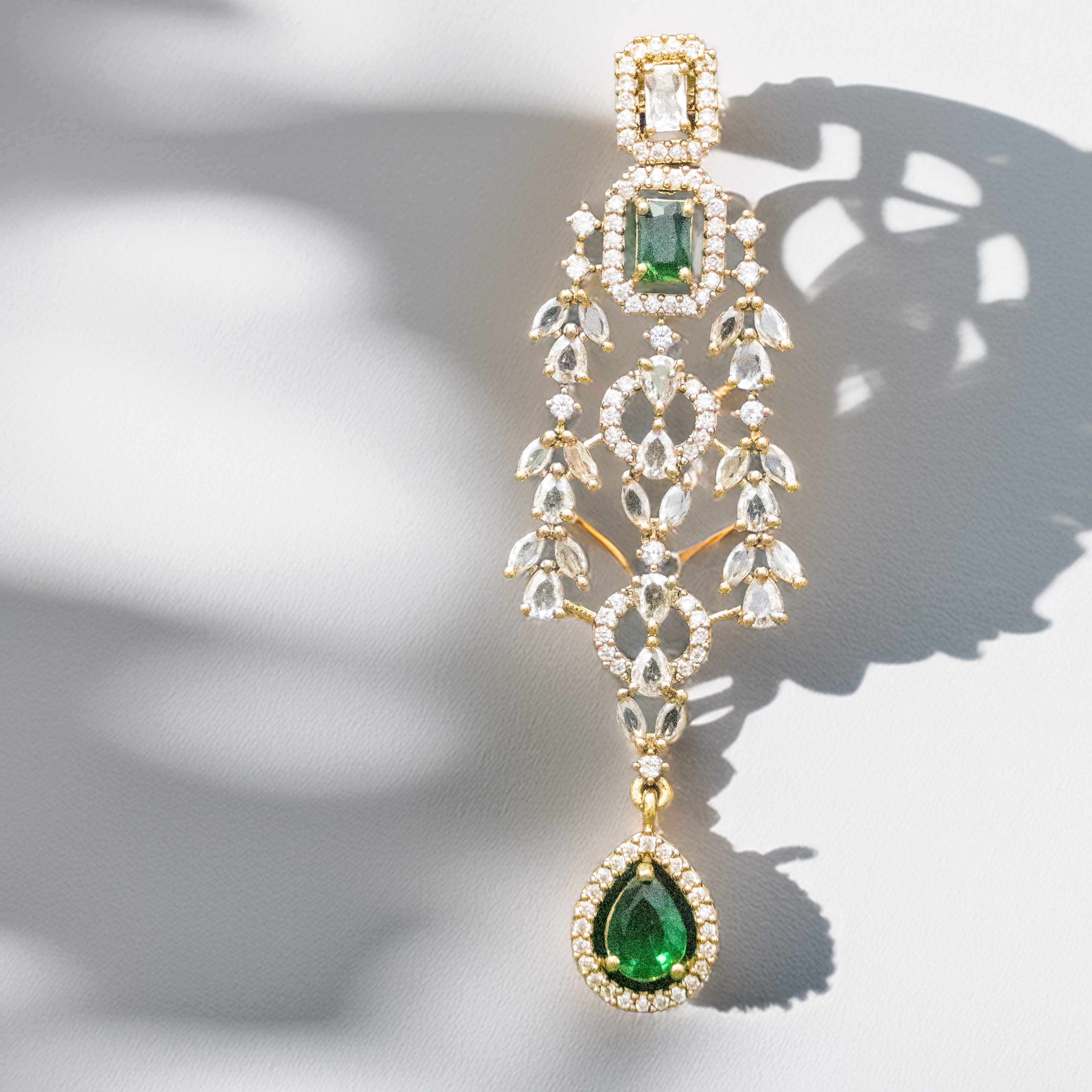 Brass AD Necklace Set – Shine with Real Diamond Look (1016)