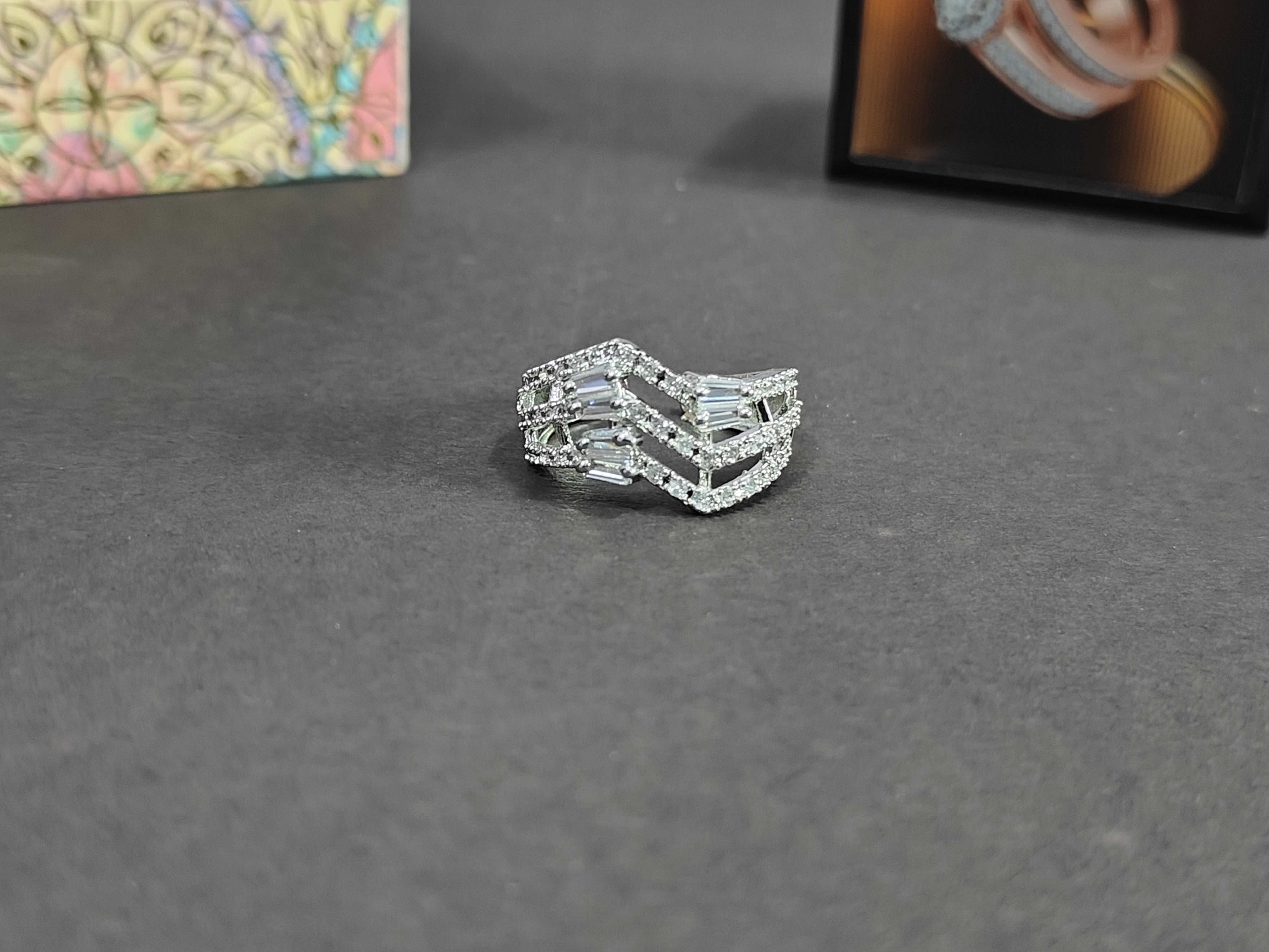 Elegant Adjustable Silver Ring for Women | AD Jewelry (1032)