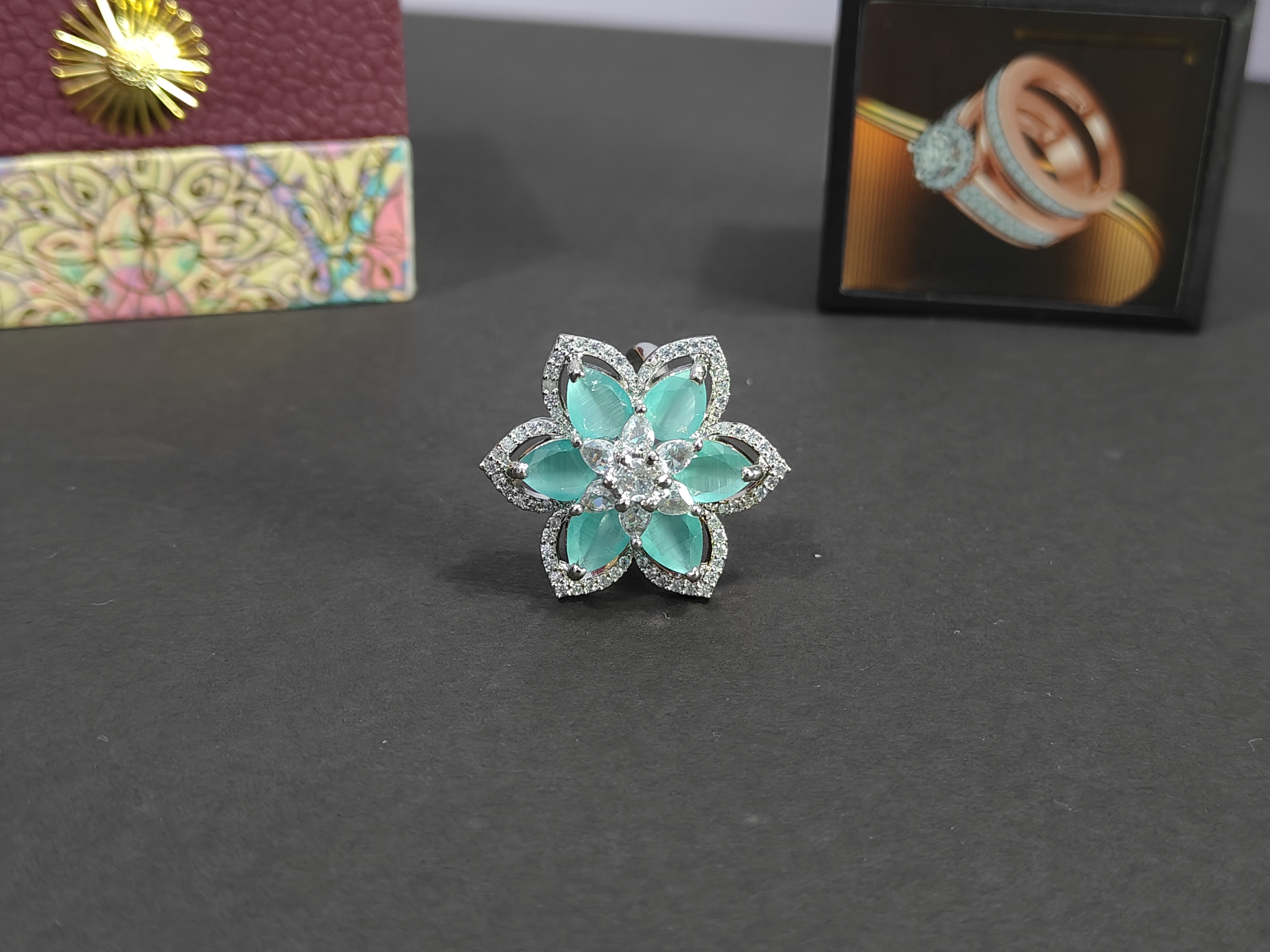 Premium Silver Finish AD Ring | Adjustable for All Sizes (1037)