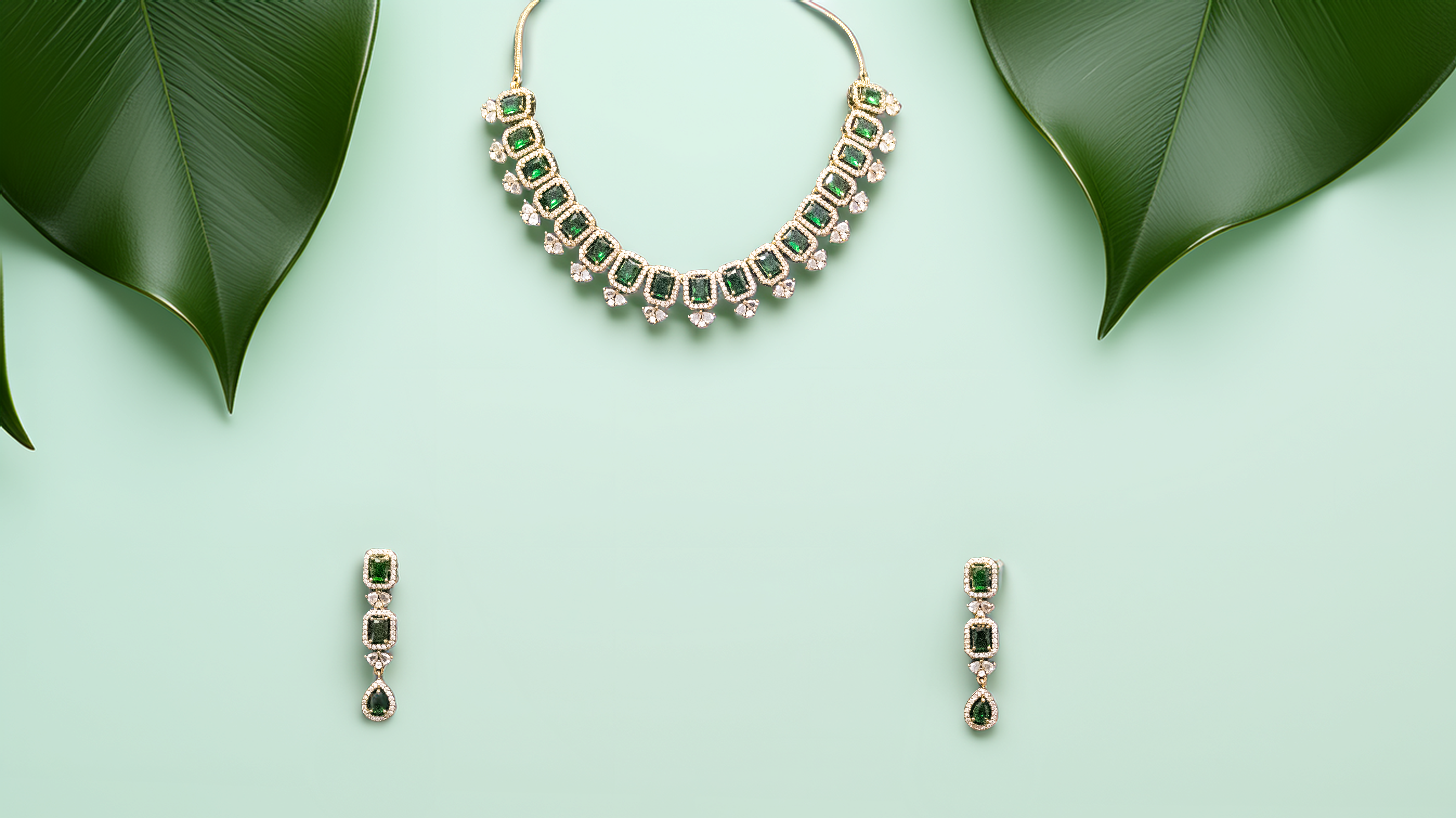 Latest Brass AD Necklace Set Designs – 2025 Collection (1014)