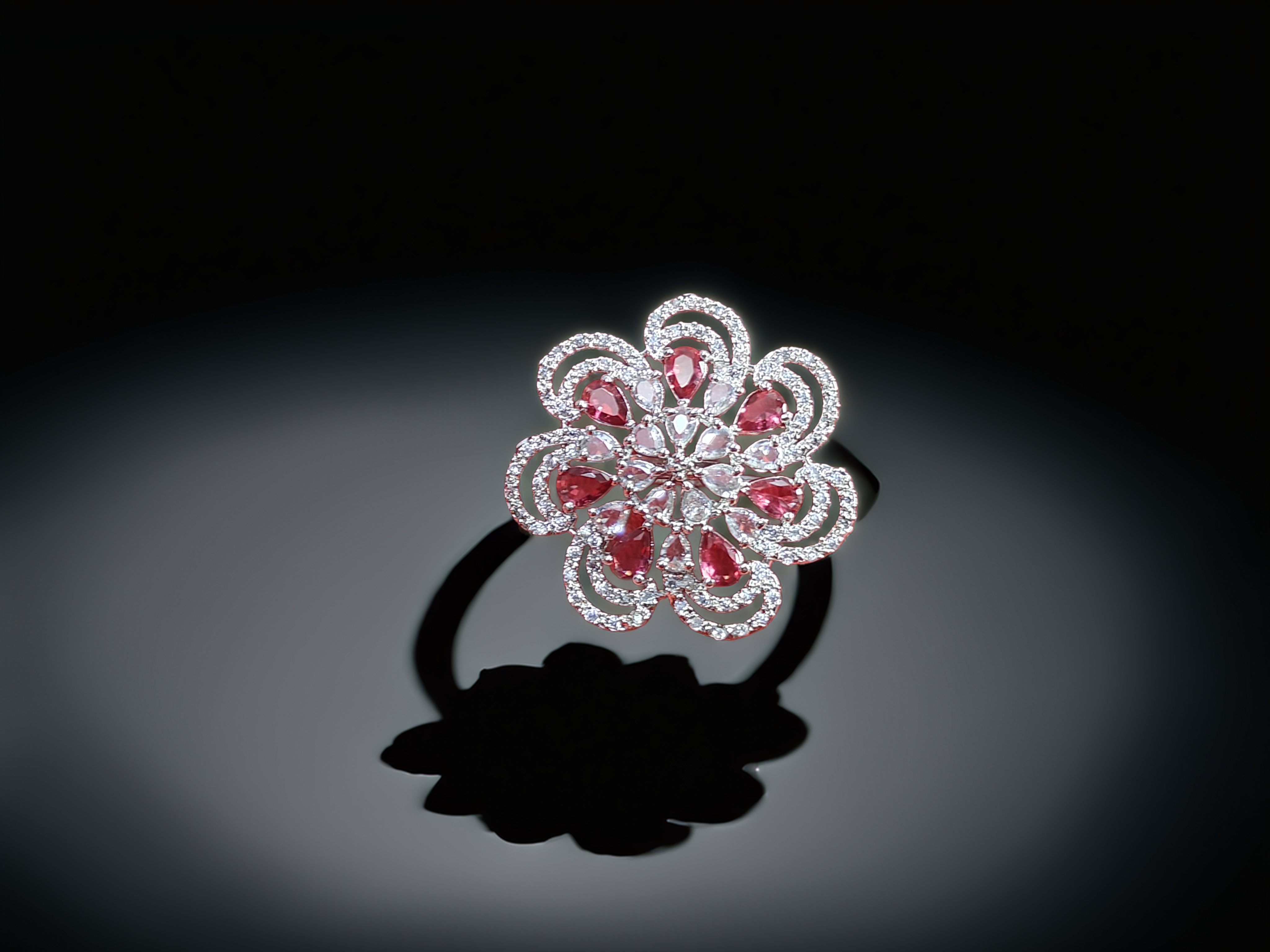 Flower Adjustable American Diamond Ring for Women | Elegant Design (1043)