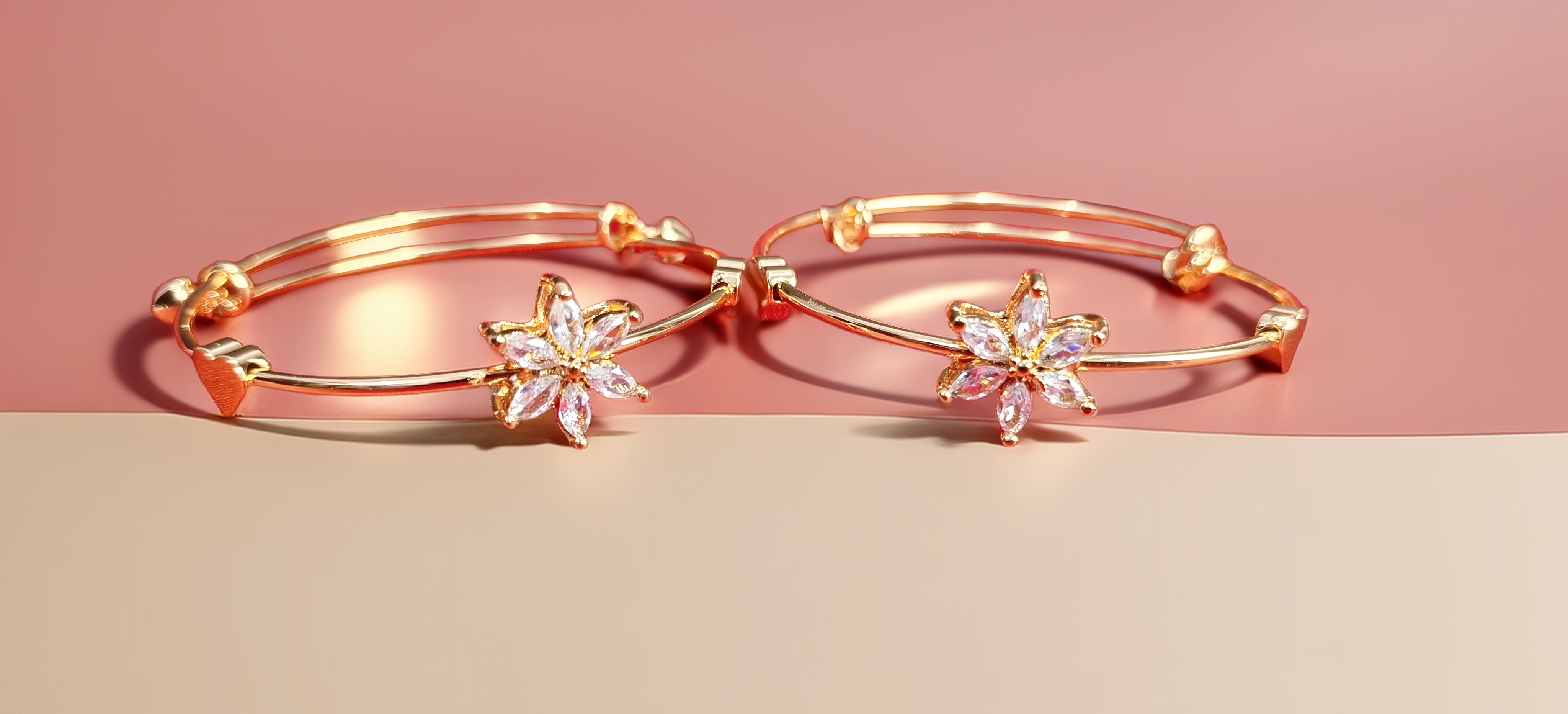 Pair of Sparkling Flower Bracelet | Crystal Kada for Women | Wedding & Party Wear Jewellery (1055)