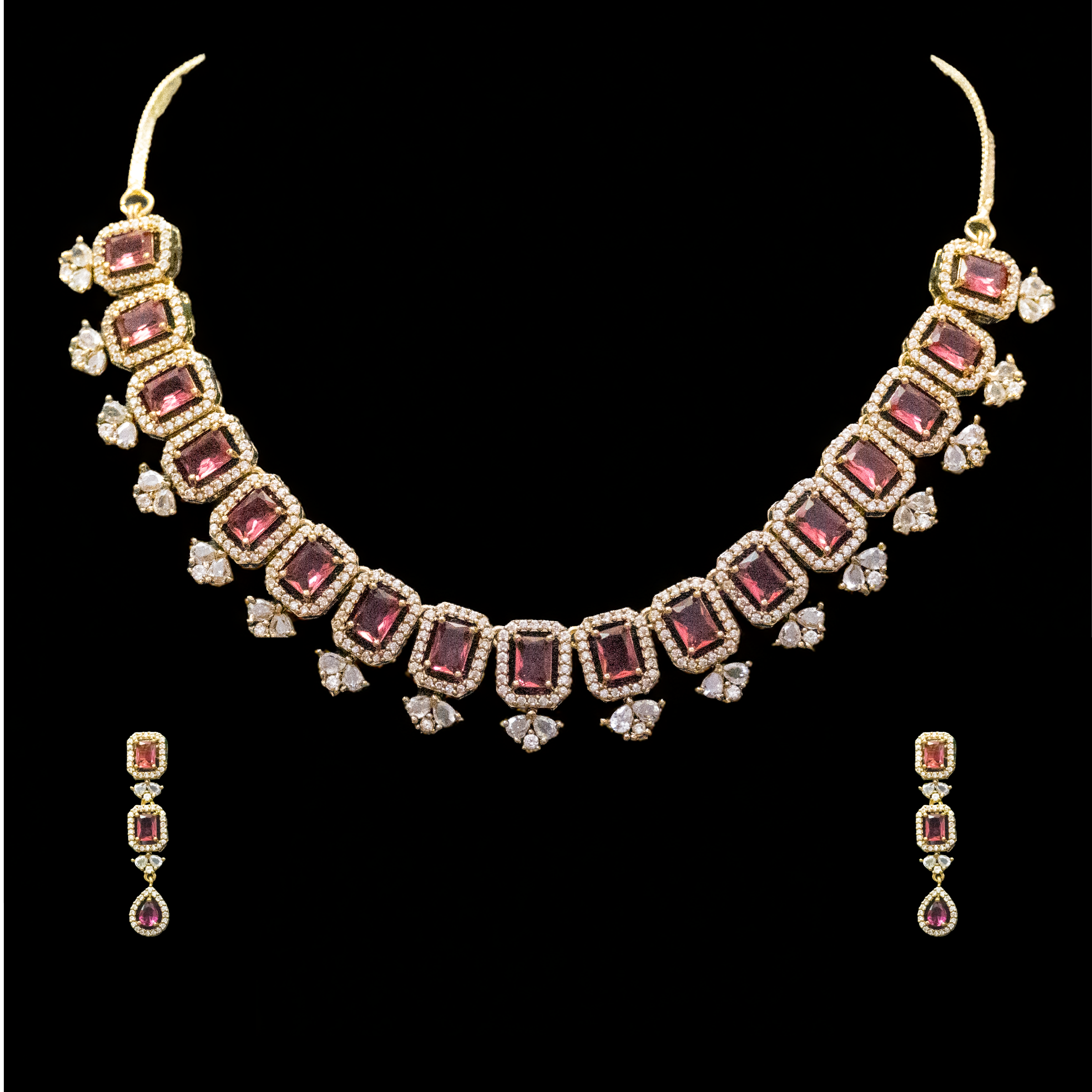 American Diamond Necklace in Brass – Real Diamond Look (1014)