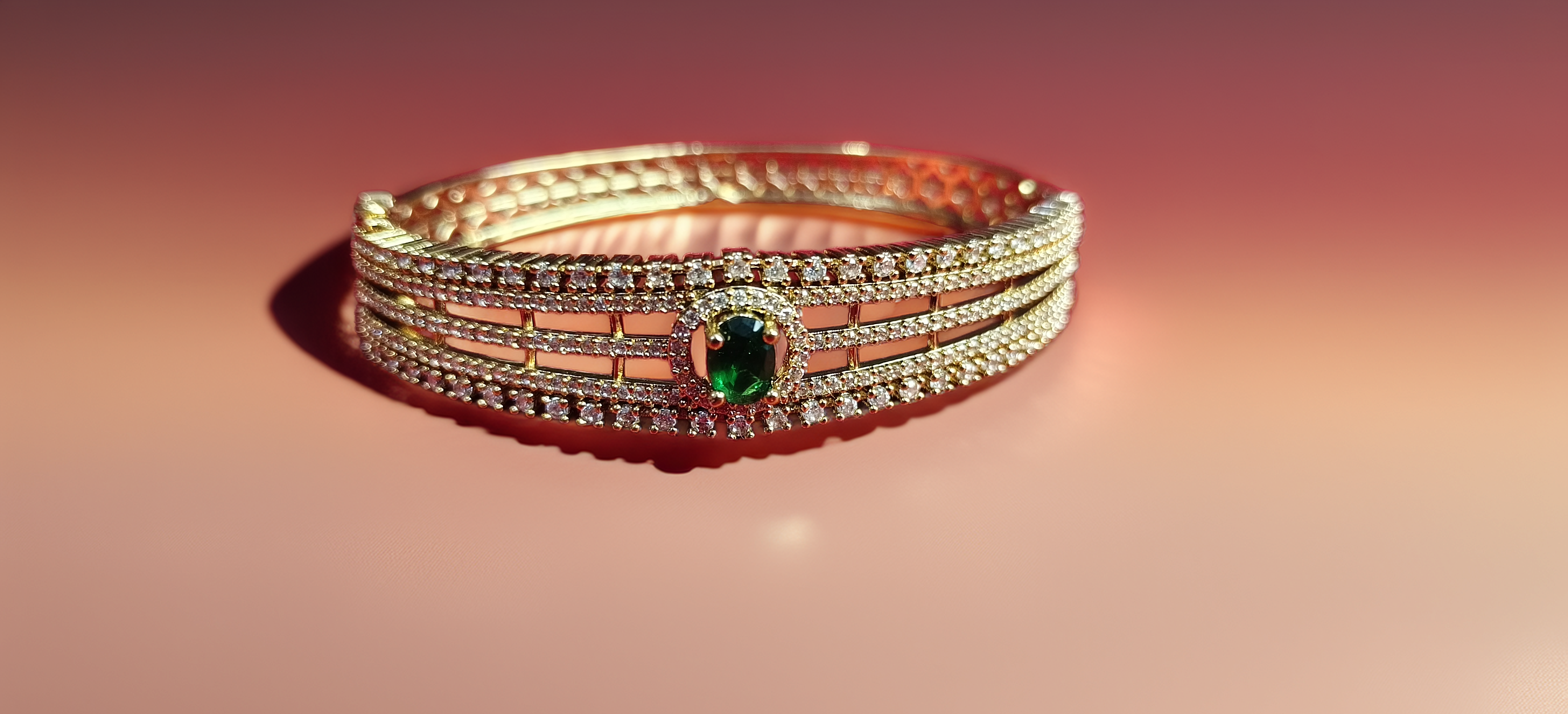 Elegant American Diamond Bracelet Emerald / Sapphire / Baby Pink (1007)