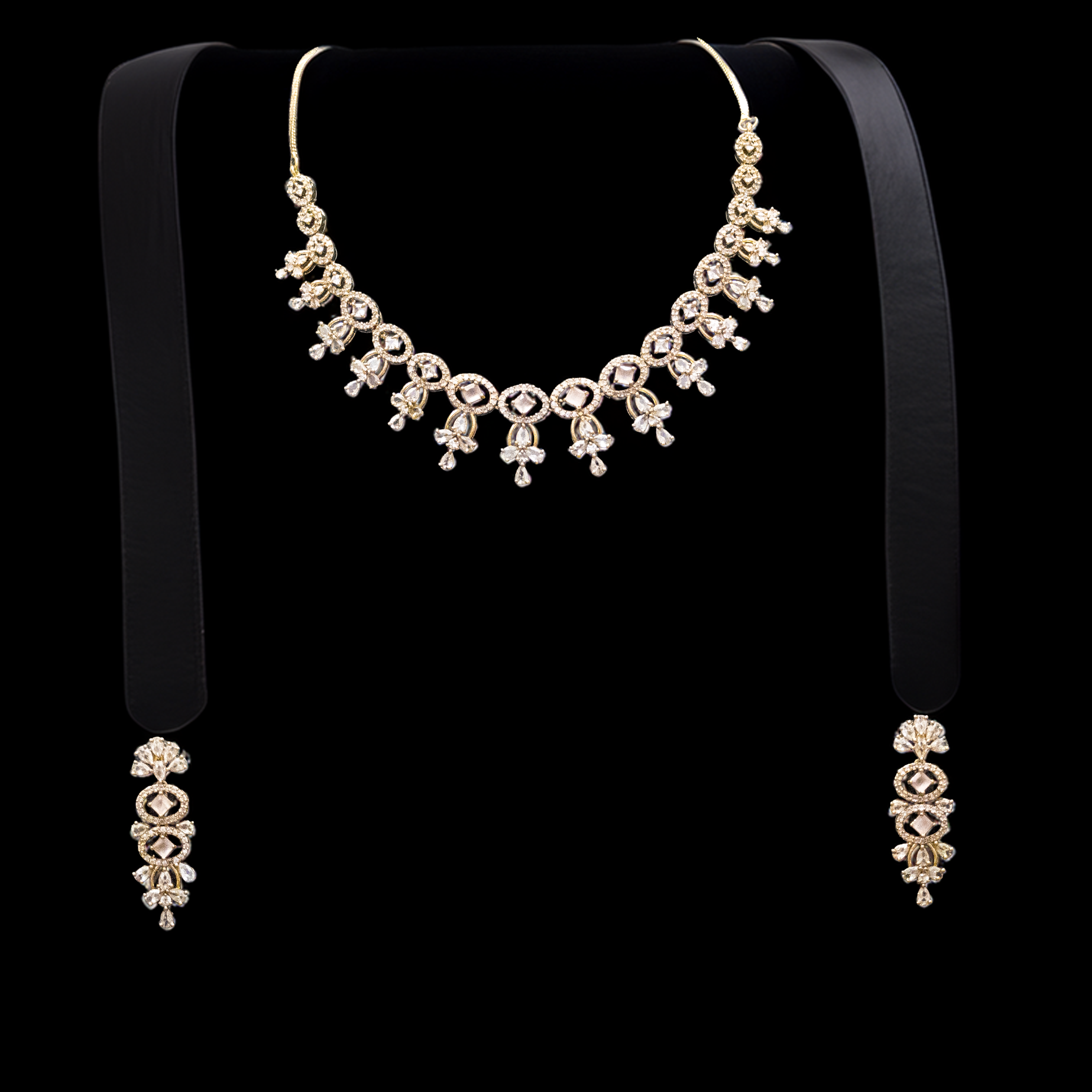 Wedding Guest Jewellery – Brass AD Necklace Set Online (1007)