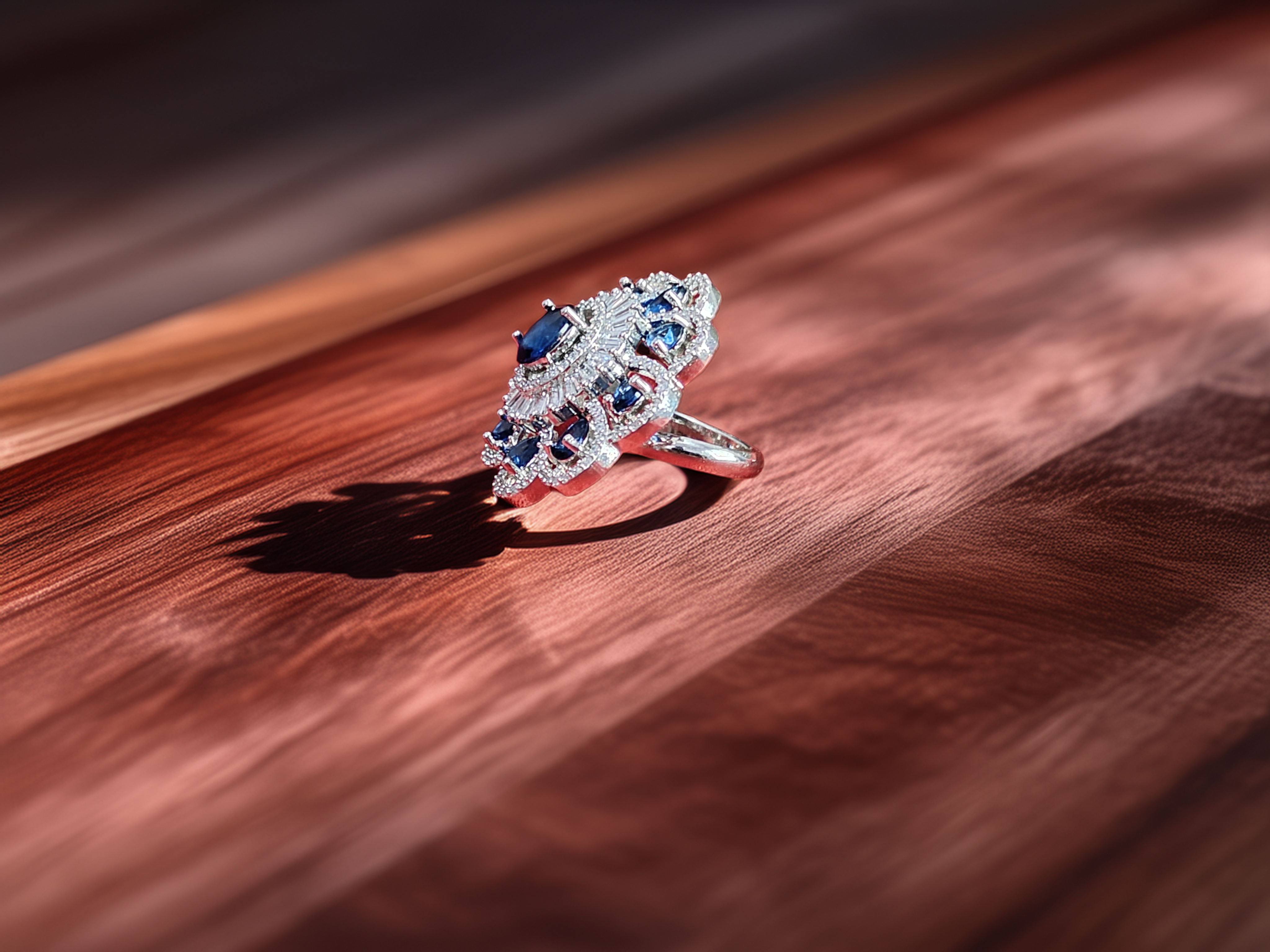 Vintage Sapphire and Diamond Cocktail Ring (1038)