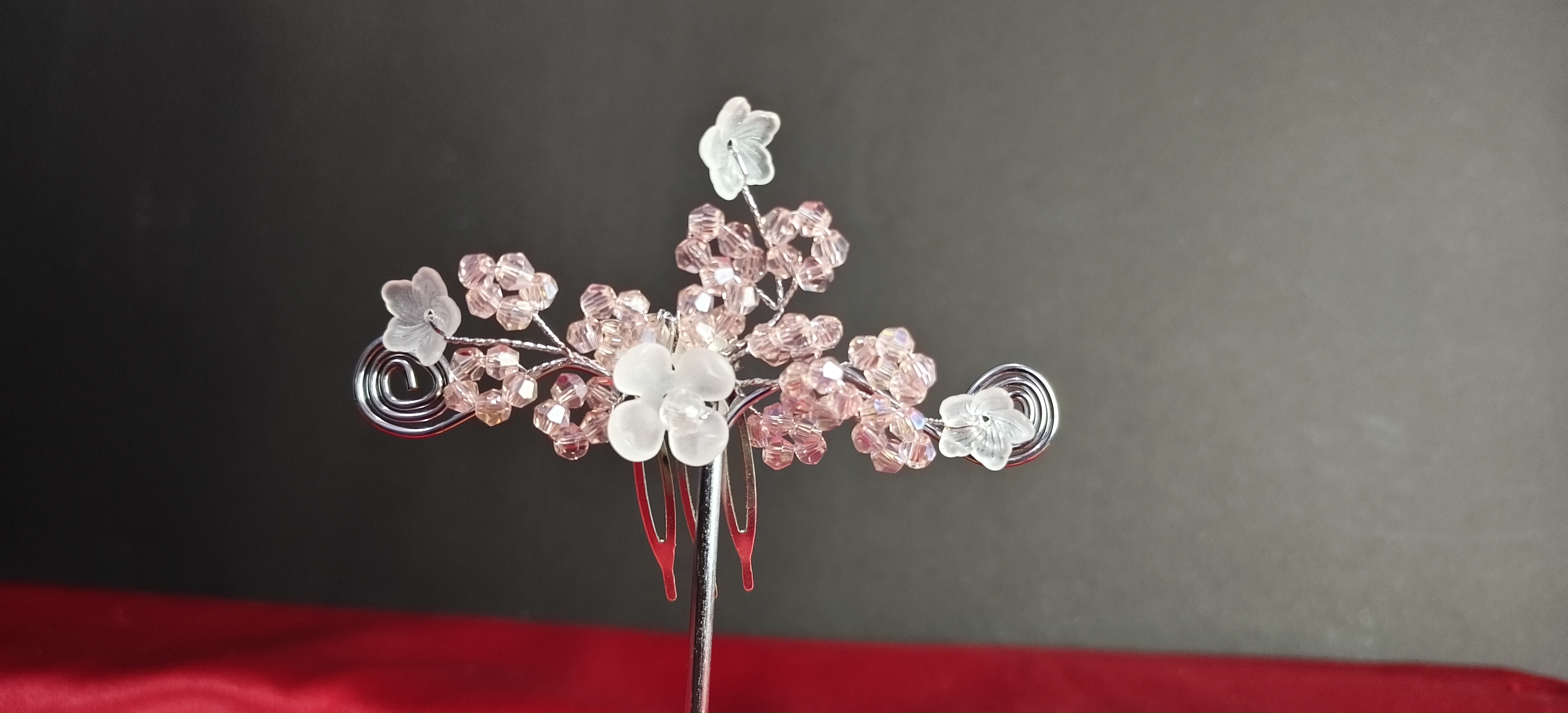 Small Silver Hair Comb Pin for Juda | Crystal Flower Hair Accessory for Women | Elegant Party Wear Bun Pin 