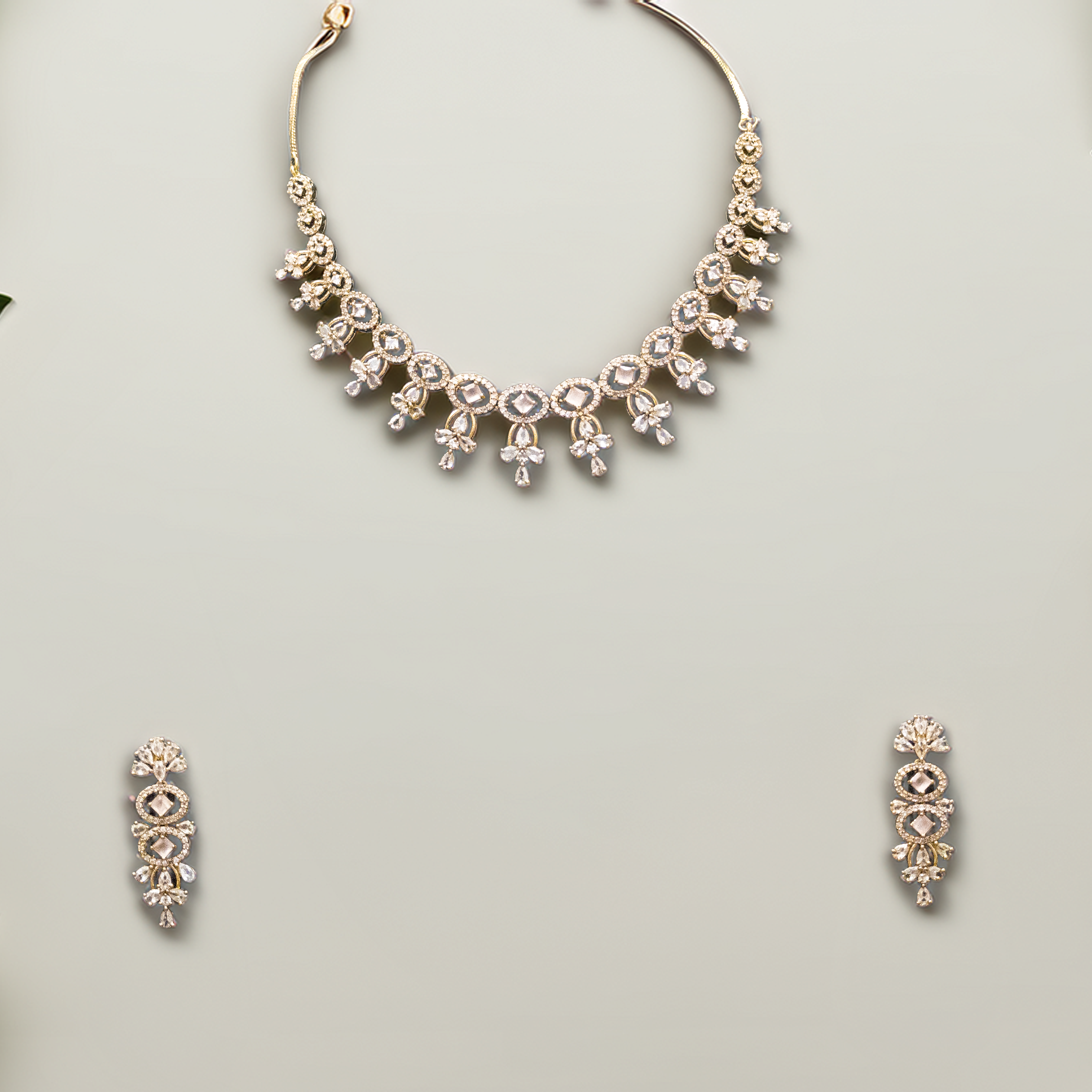 Wedding Guest Jewellery – Brass AD Necklace Set Online (1007)