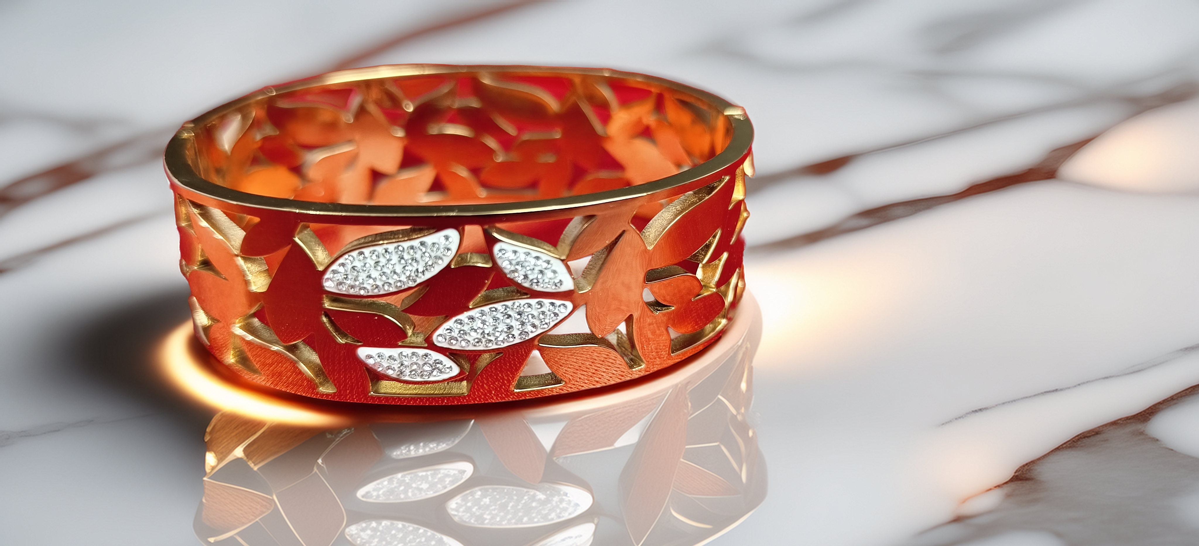 Elegant Gold Plated Leaf Bracelet (1058)