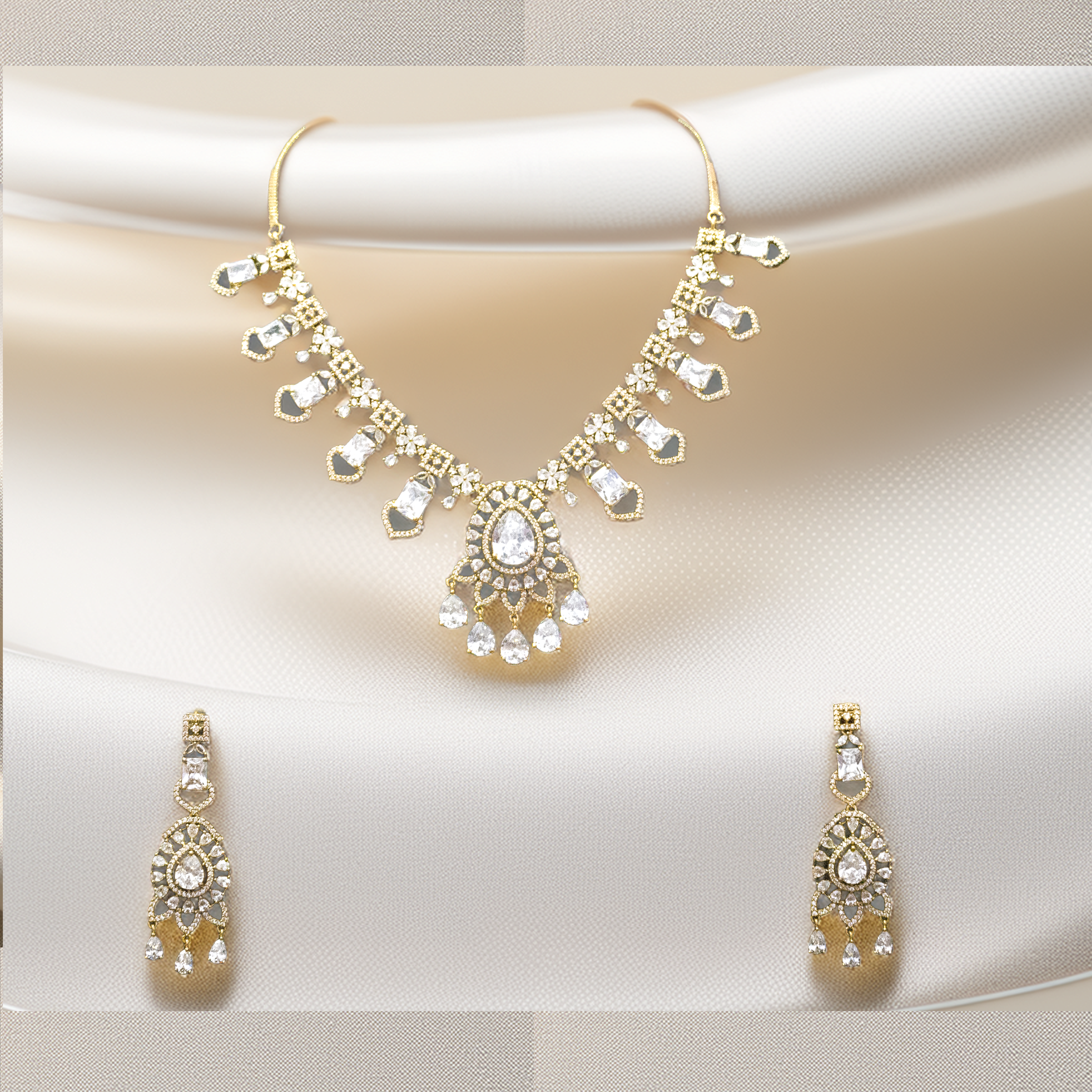 Buy Brass AD Necklace Set Online – Premium Look, Budget Price (1009)