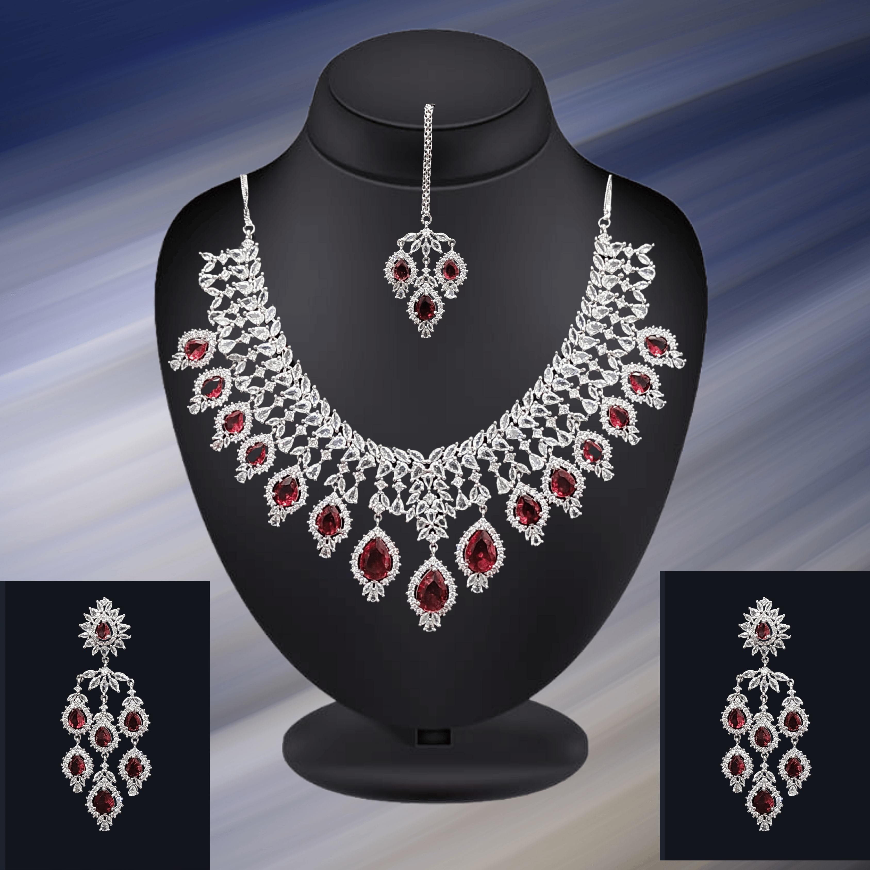 Heavy Silver AD Necklace Set – Make a Statement