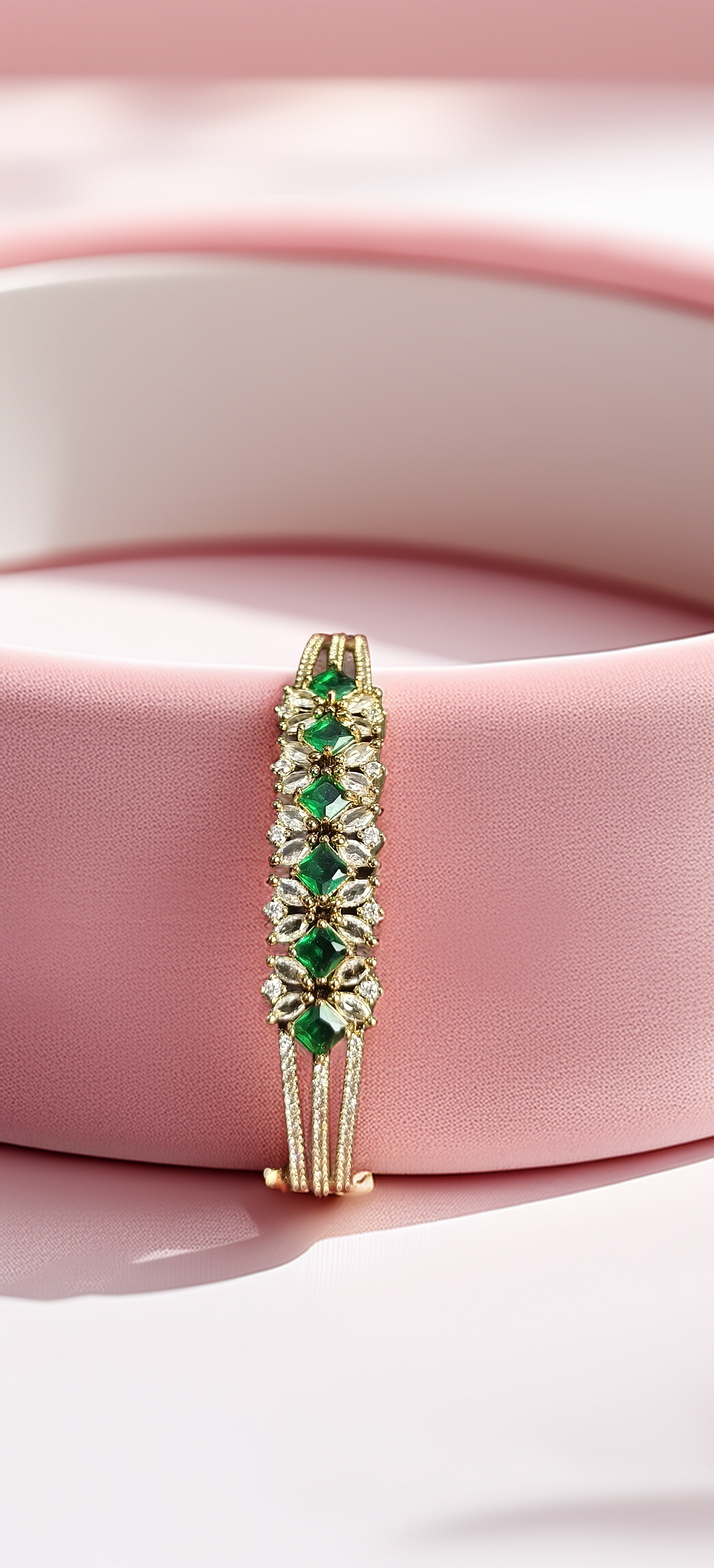 Stunning Gold Plated American Diamond Kada Bracelet for Women / Girls (1007)