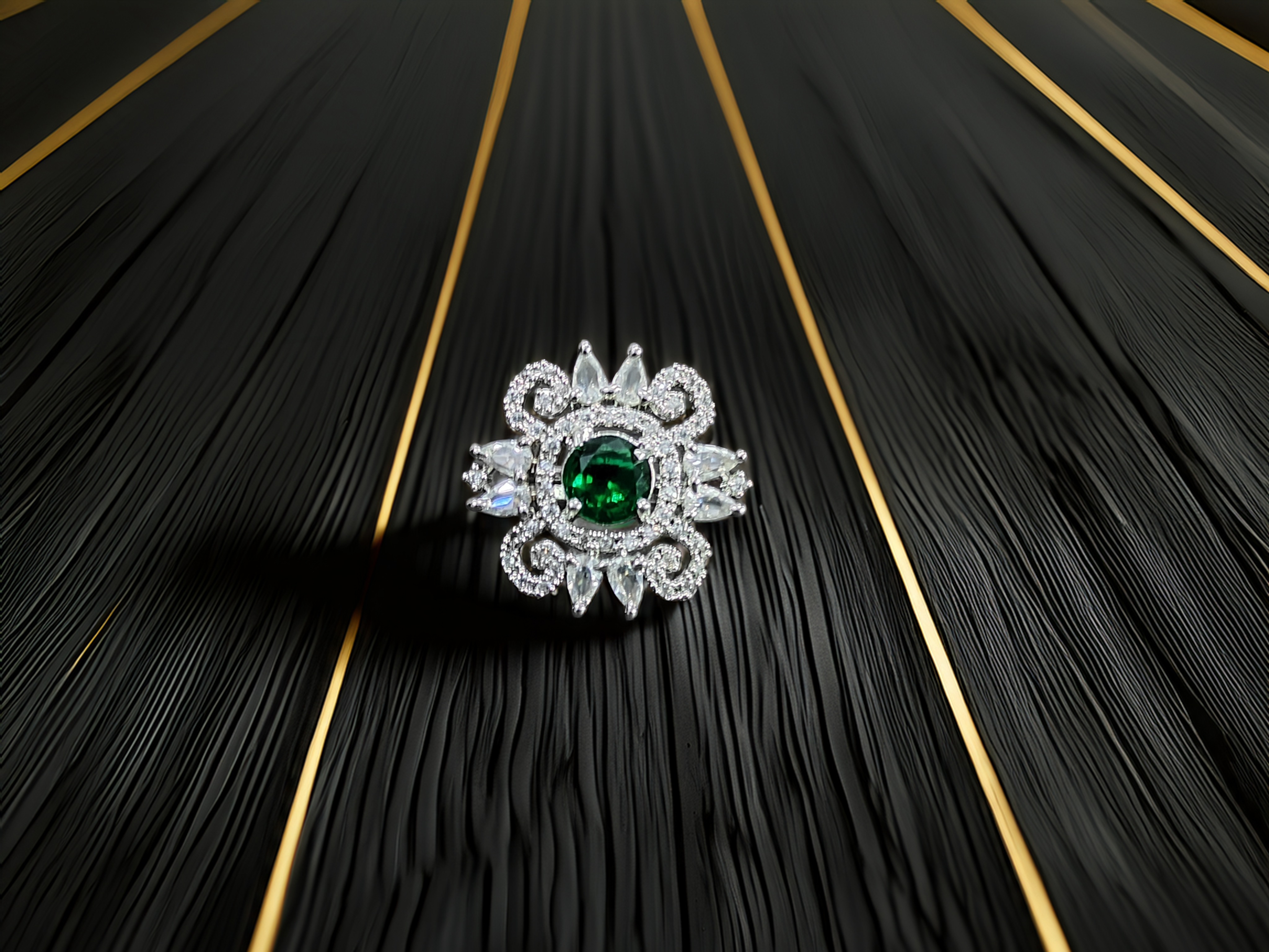 Sparkling Silver Adjustable AD Ring | Best for Gifting (1036)