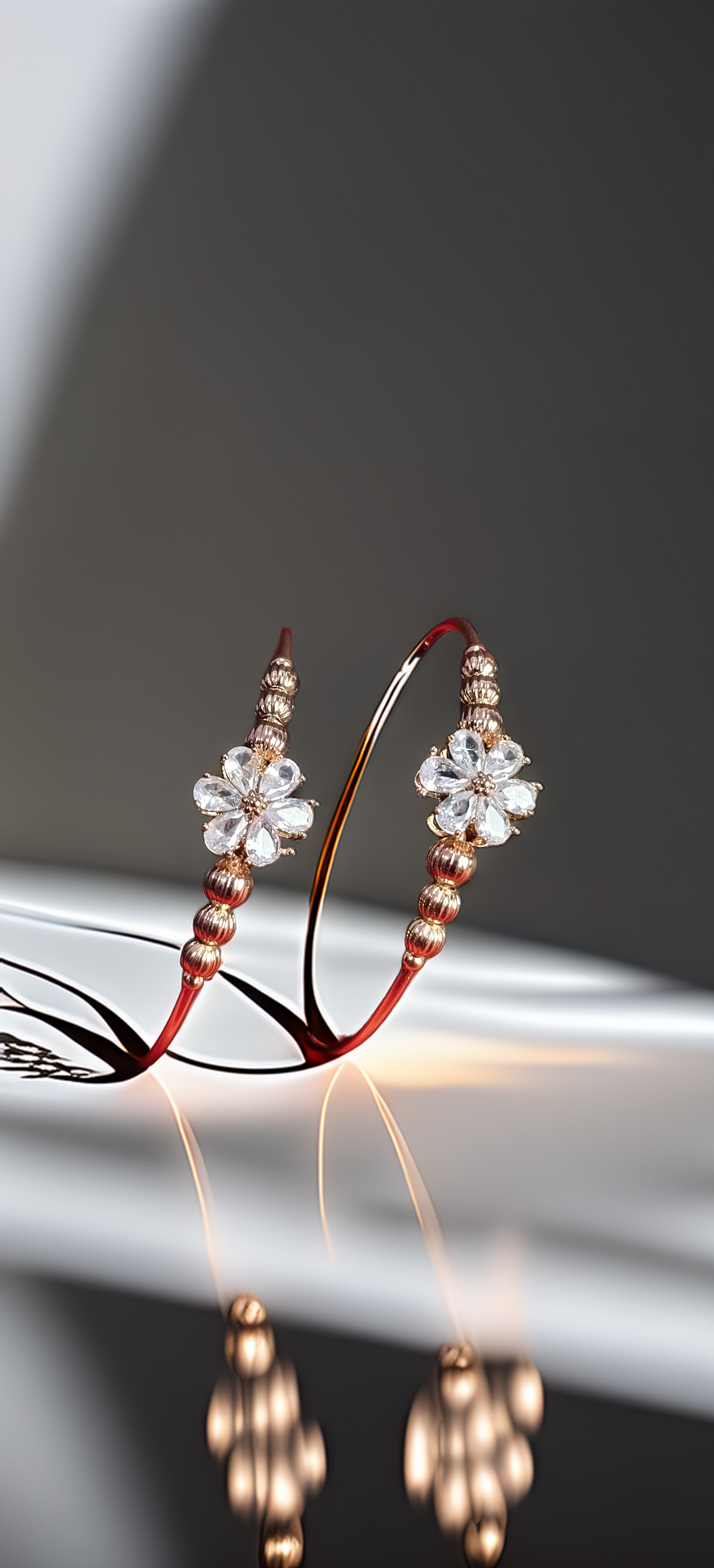 Pair of Sparkling Flower Bracelet | Gold Plated Crystal Kada for Women | Wedding & Party Wear Jewellery (1055)