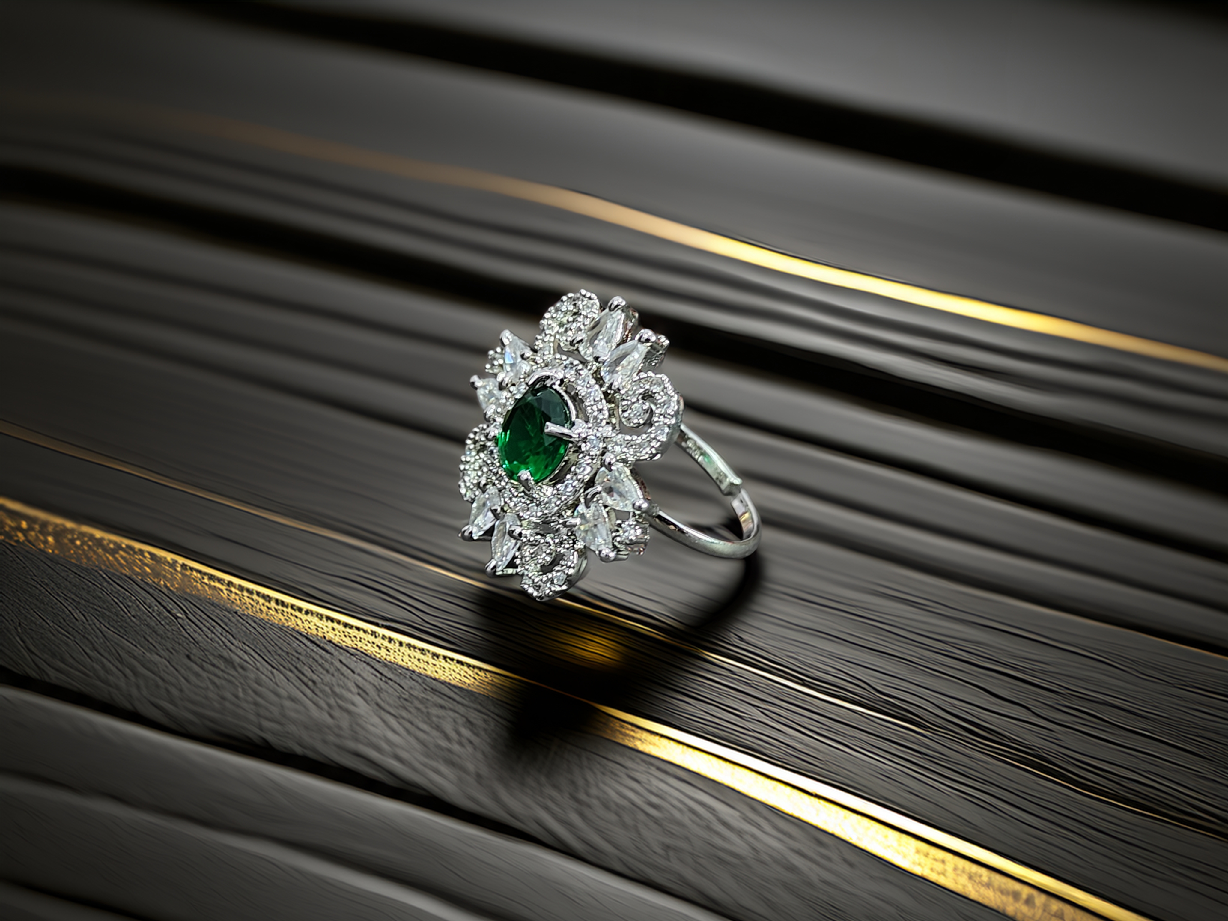 Sparkling Silver Adjustable AD Ring | Best for Gifting (1036)