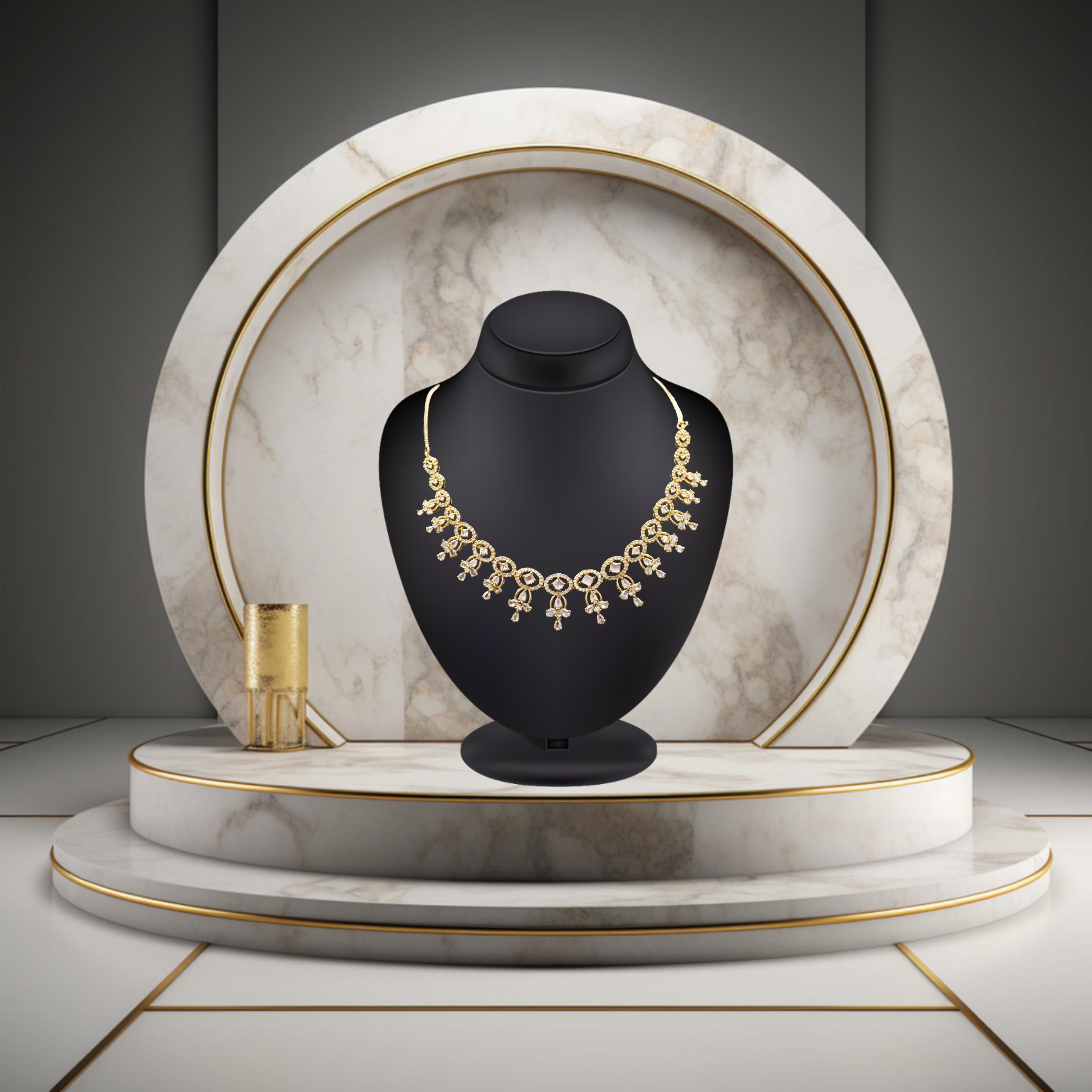 Wedding Guest Jewellery – Brass AD Necklace Set Online (1007)