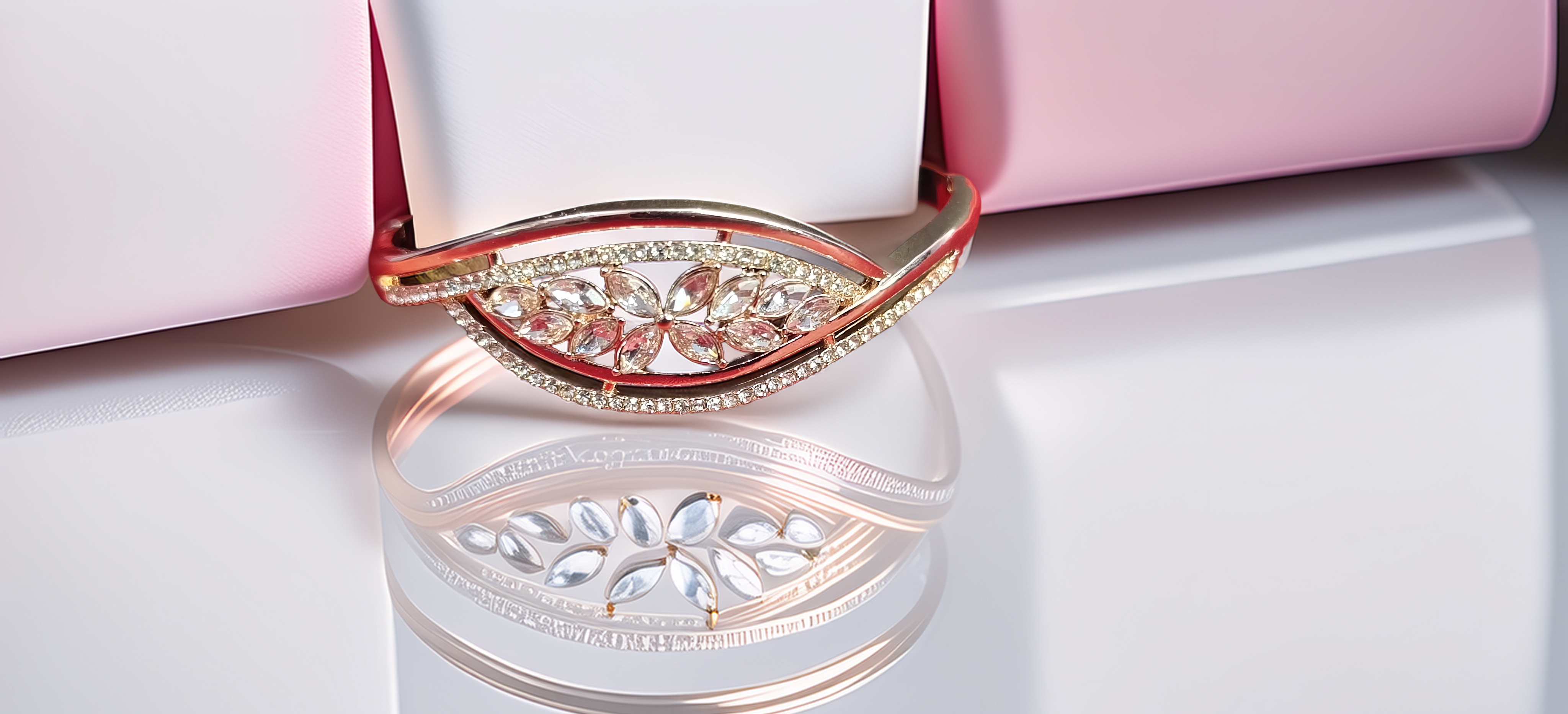 Elegant Leaf-Design Rose Gold Bracelet (1057)