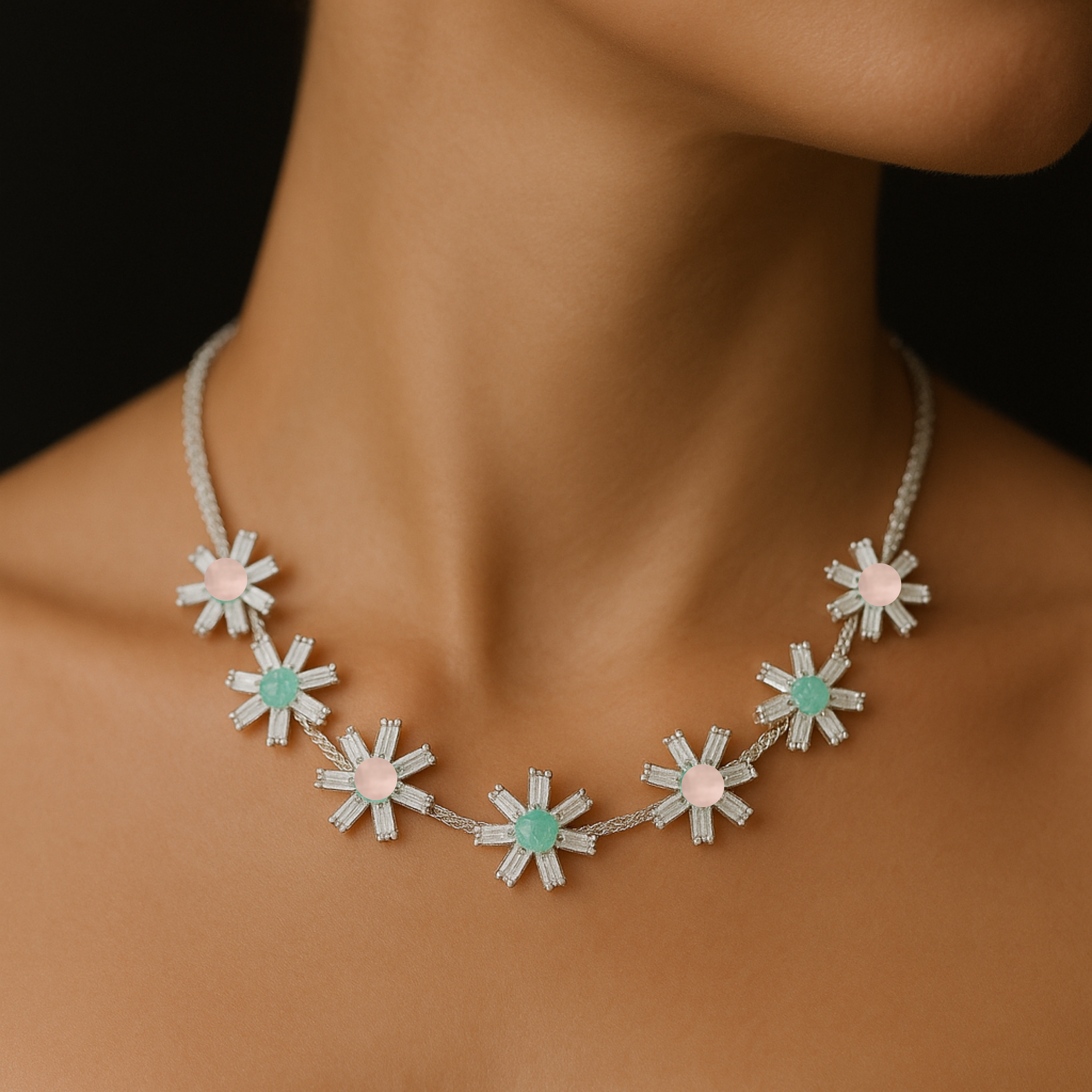 American Diamond Silver Necklace Set – Shine Without the Cost (1060)