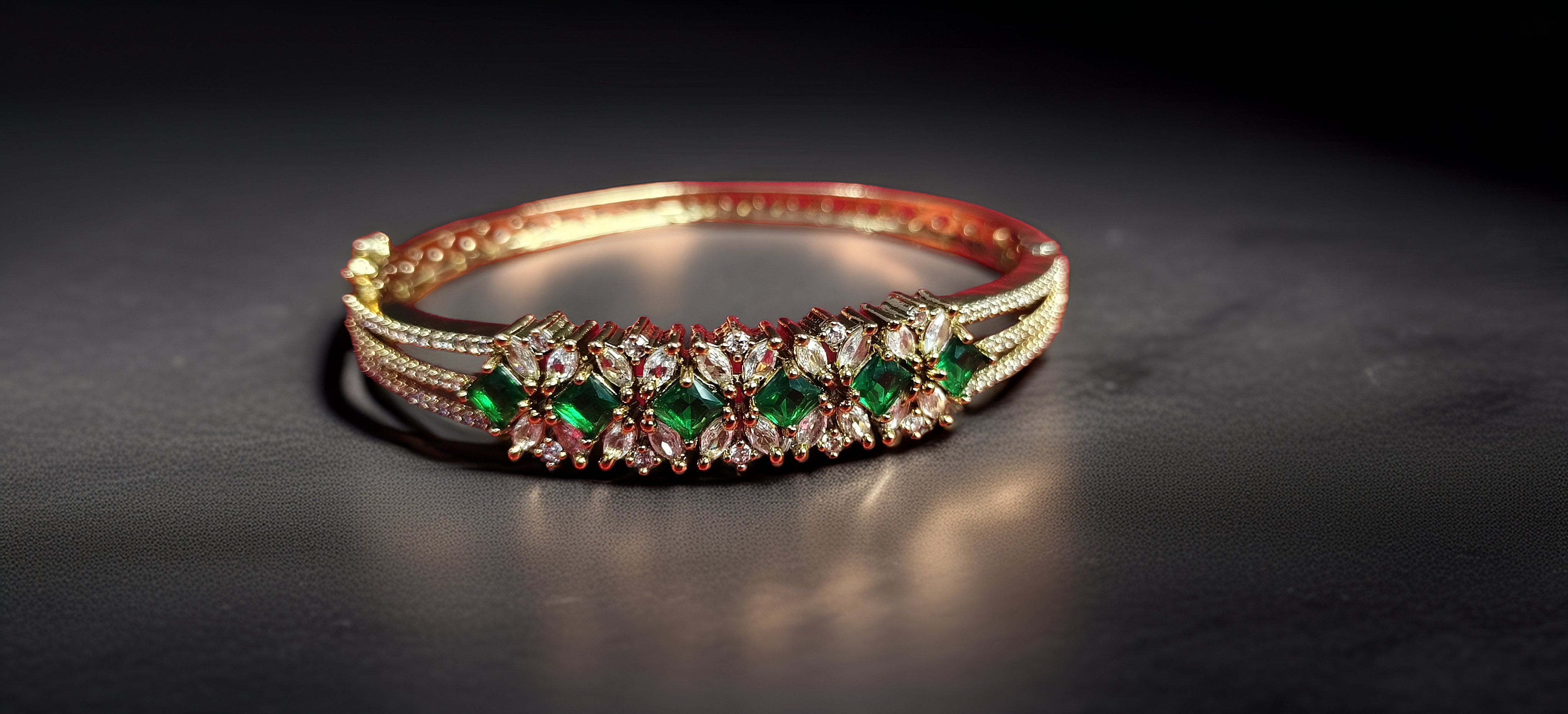 Stunning Gold Plated American Diamond Kada Bracelet for Women / Girls (1007)