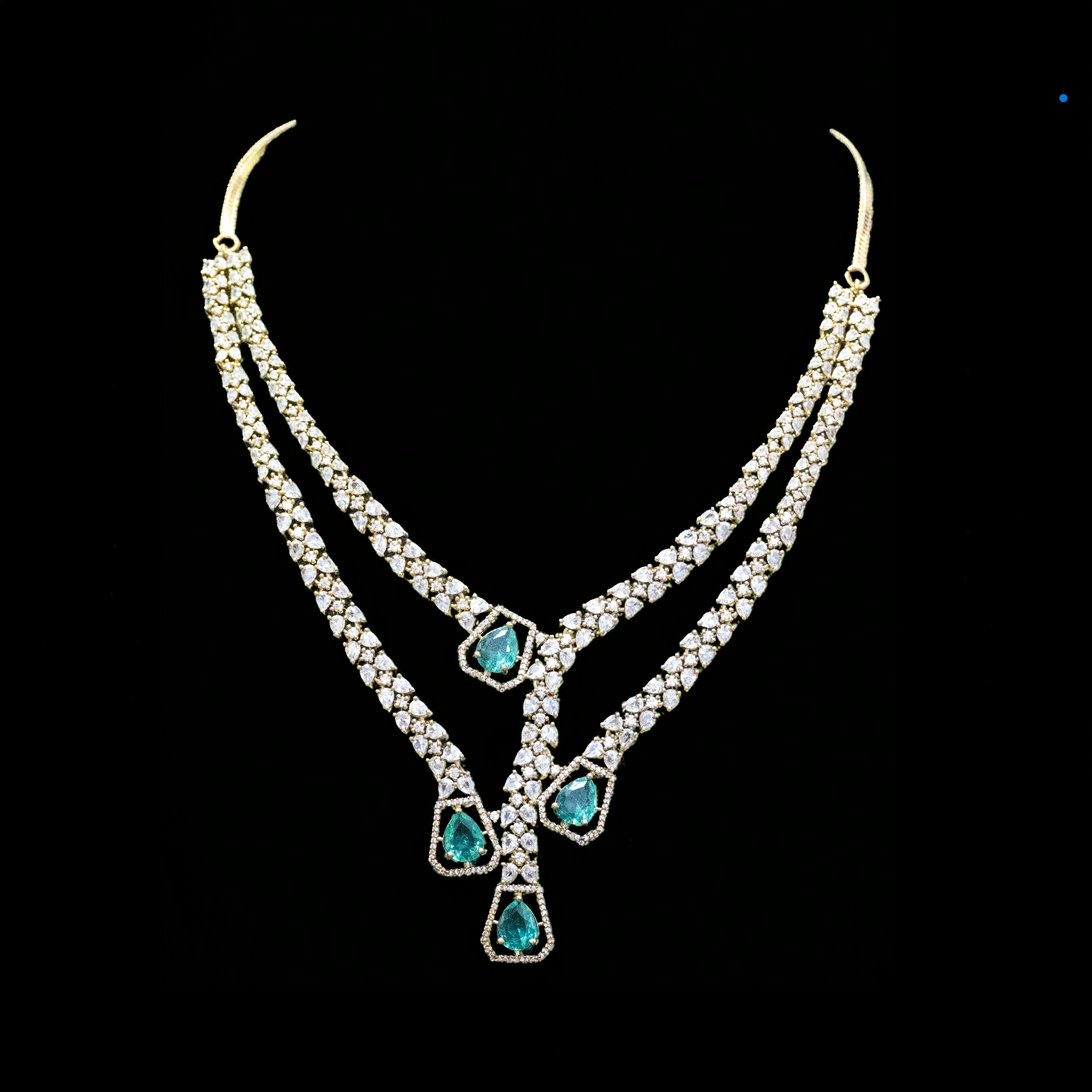 Gold Polish Brass AD Necklace Set for Women – Ethnic Elegance (1021)