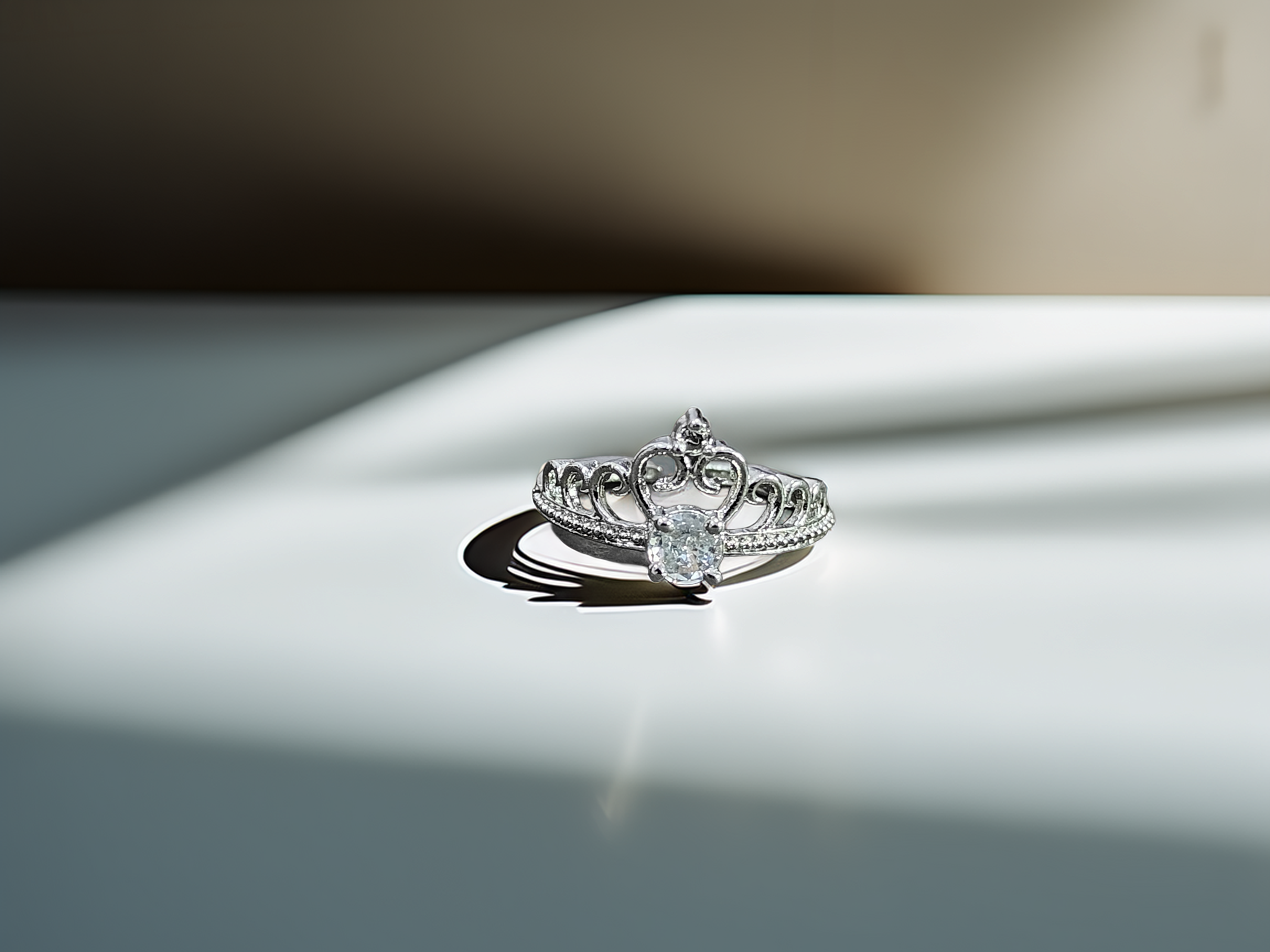 Shiny Silver Crown Tiara Ring with American Diamonds | Gift for Girls (1045)