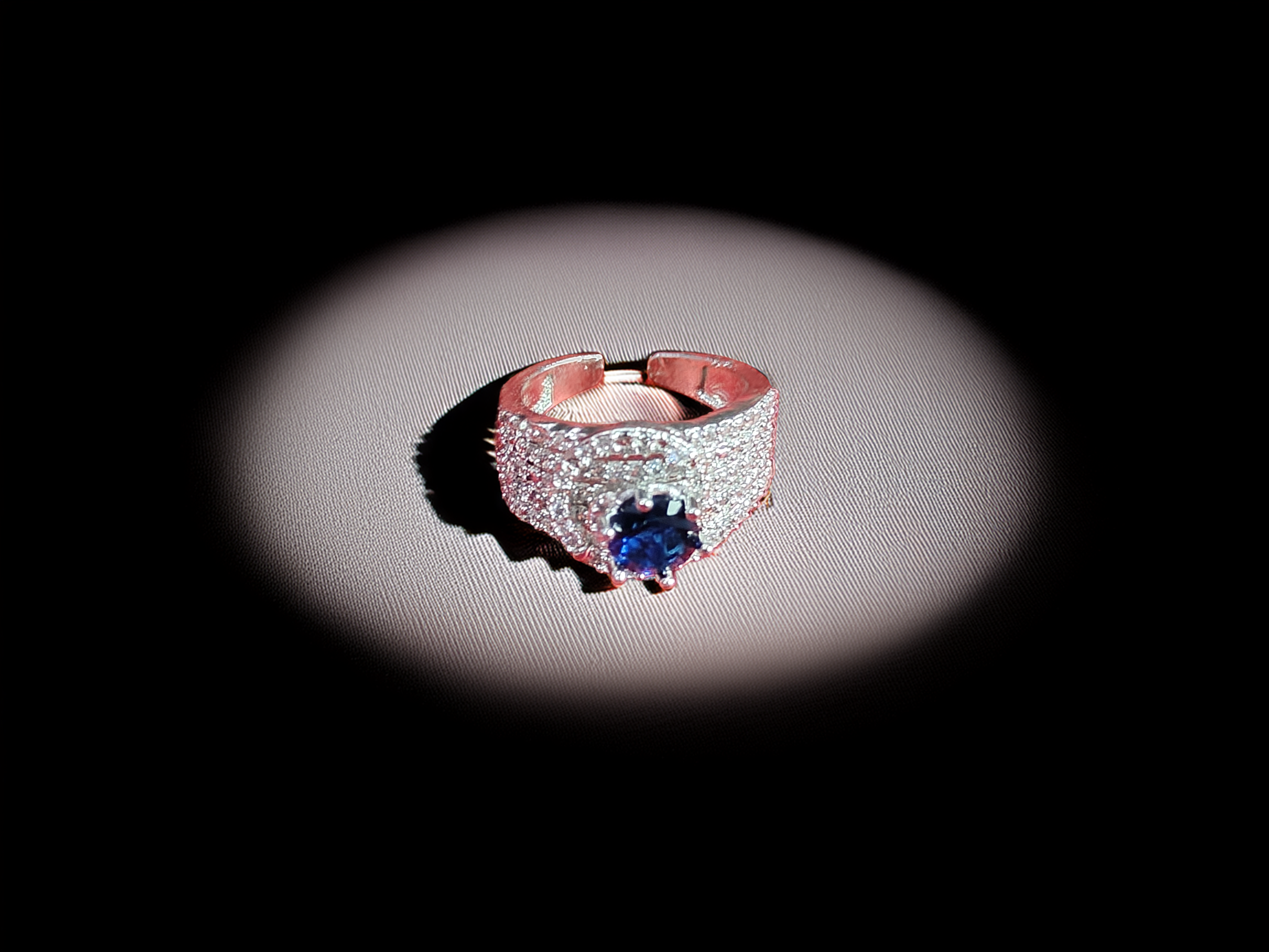 Unique Silver American Diamond Ring | Flexible Fit Design (1041)