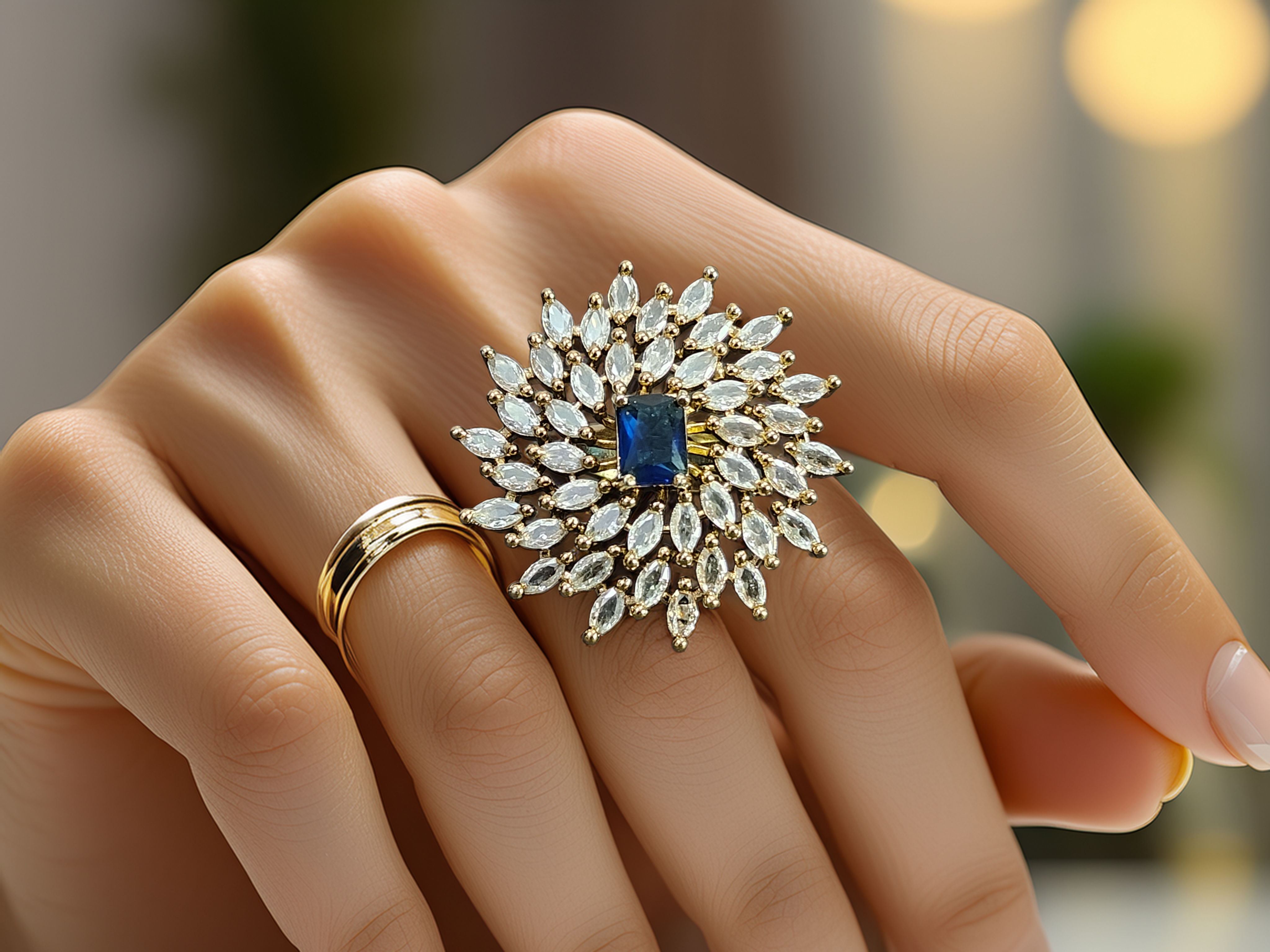 Elegant American Diamond Statement Ring (1044)