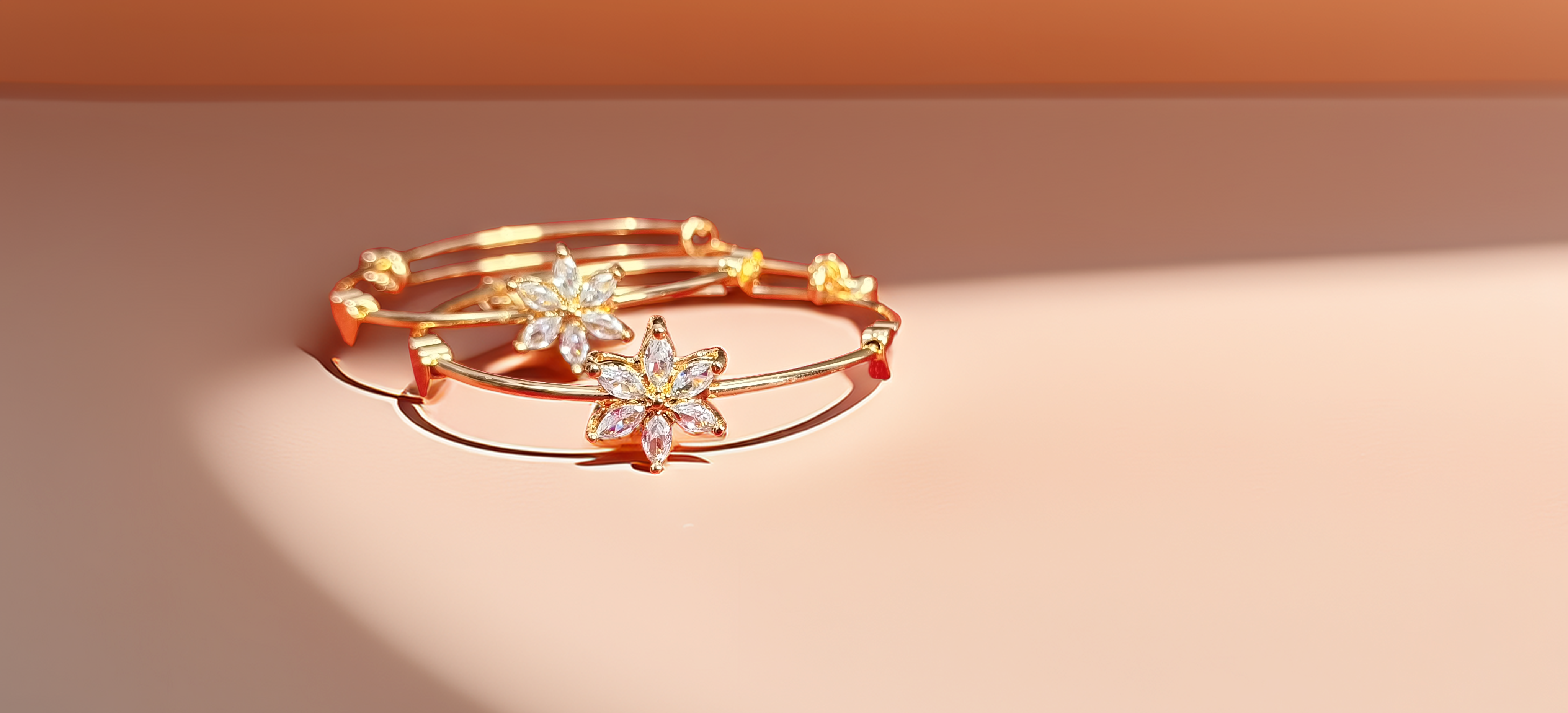 Pair of Sparkling Flower Bracelet | Crystal Kada for Women | Wedding & Party Wear Jewellery (1055)