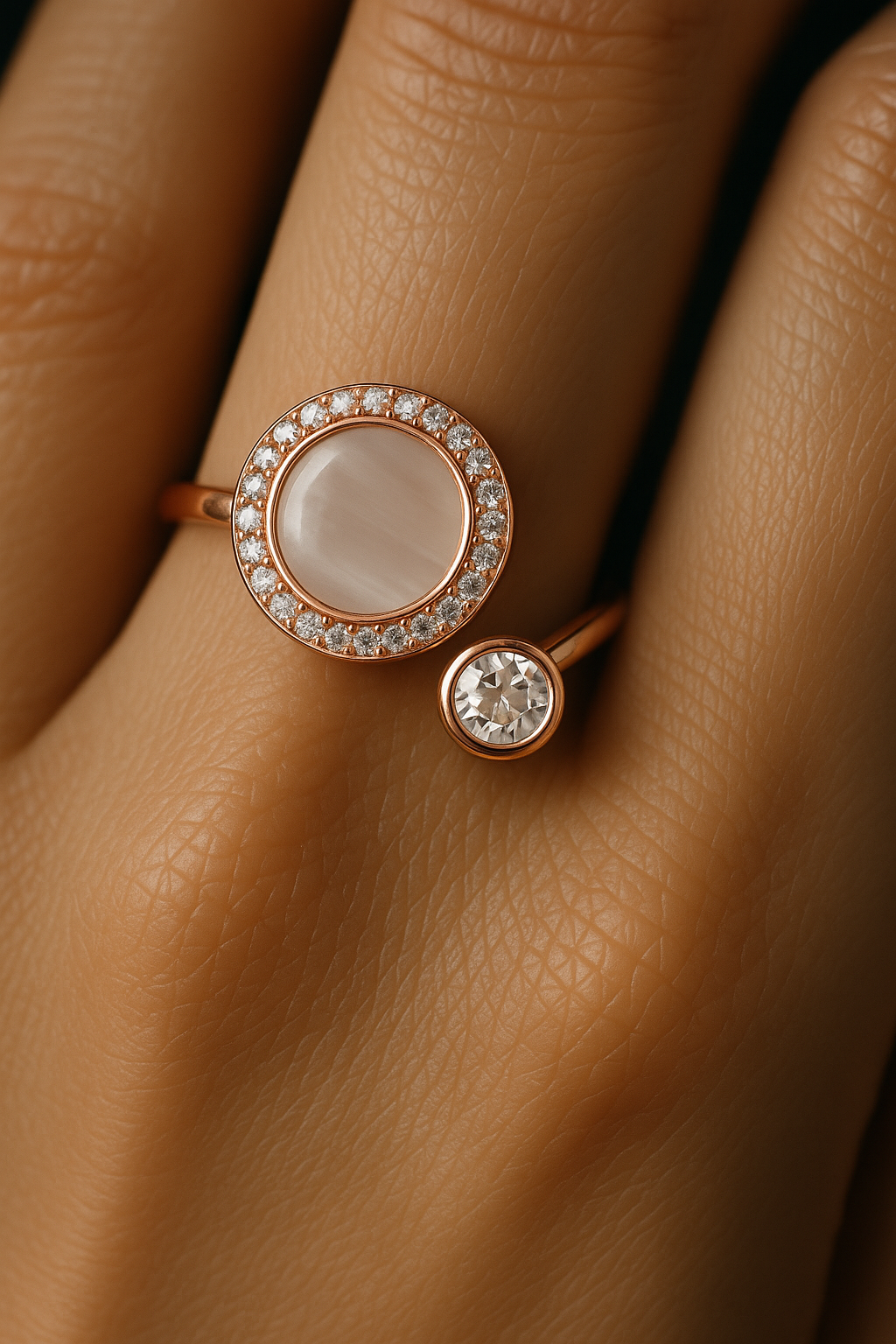Rose Gold Diamond and Mother-of-Pearl Ring