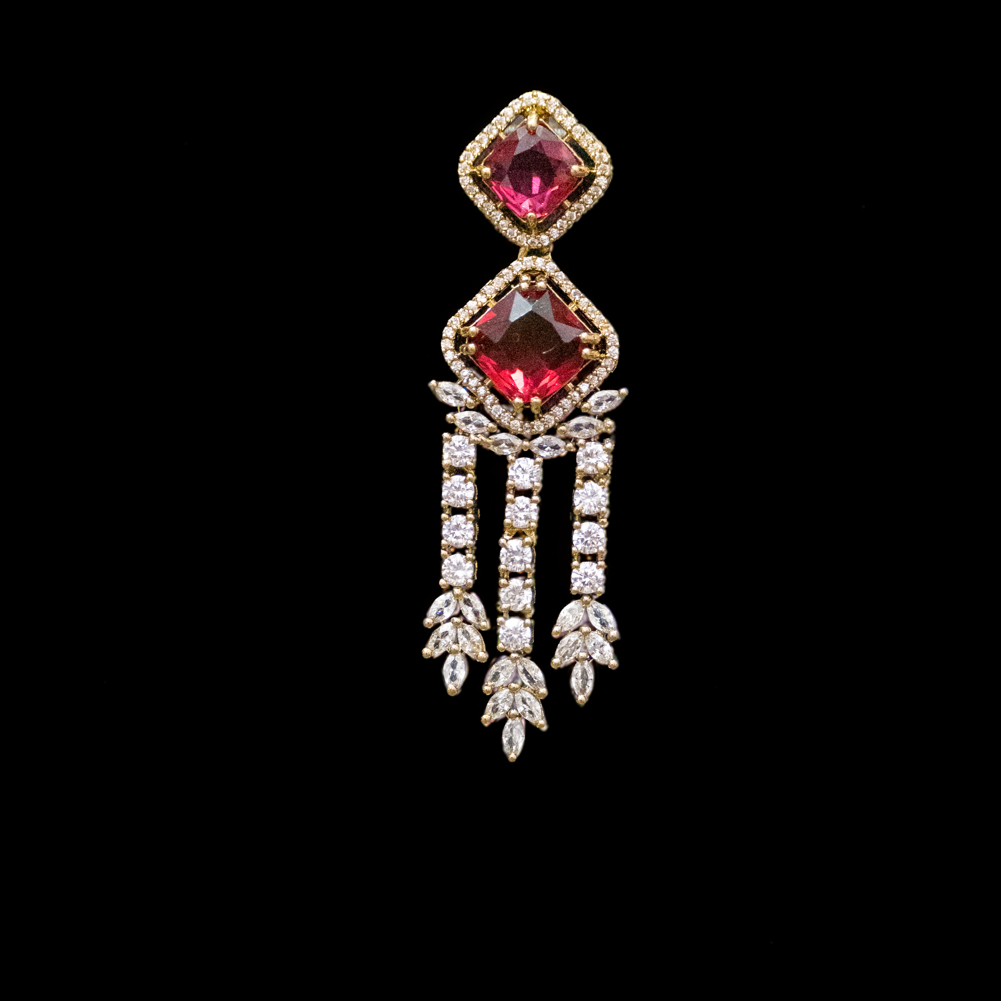 Elegant Ruby and American Diamond Jewellery Set (1005)