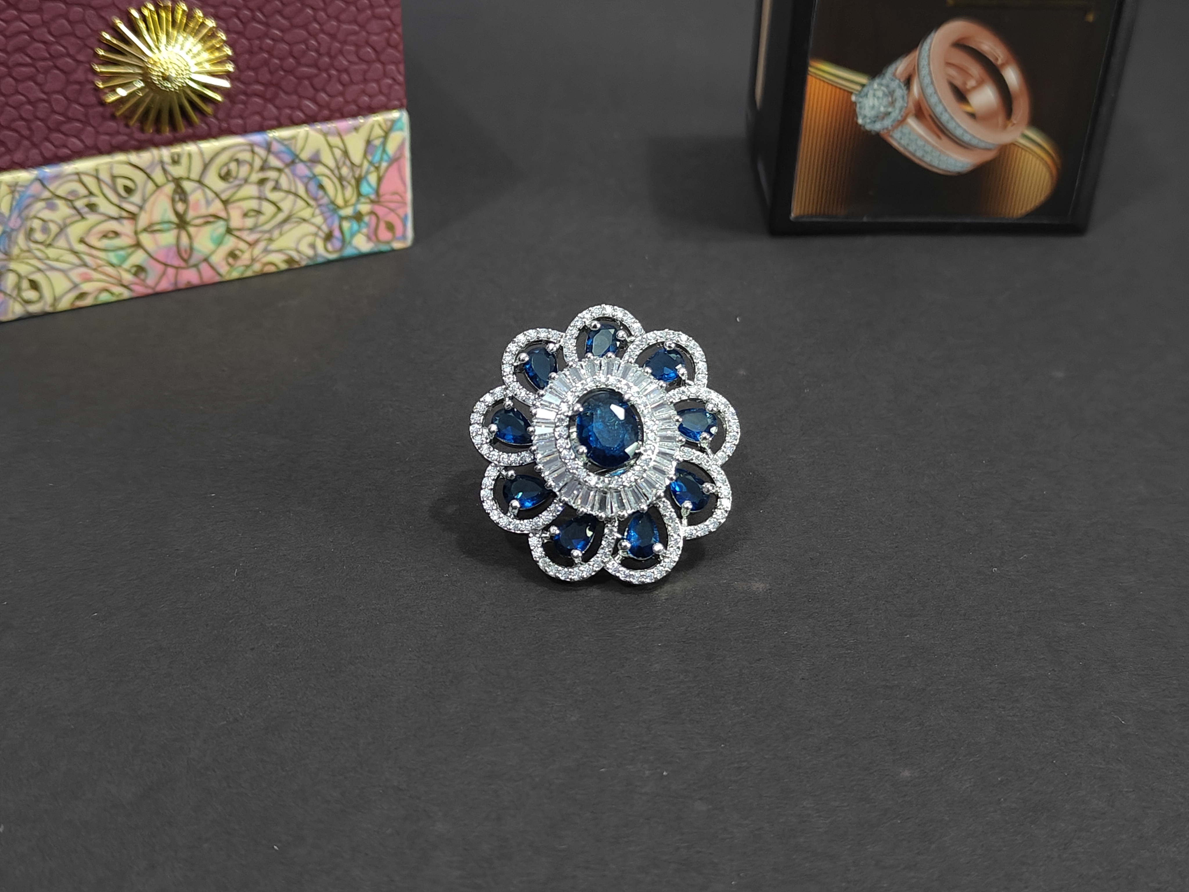 Vintage Sapphire and Diamond Cocktail Ring (1038)