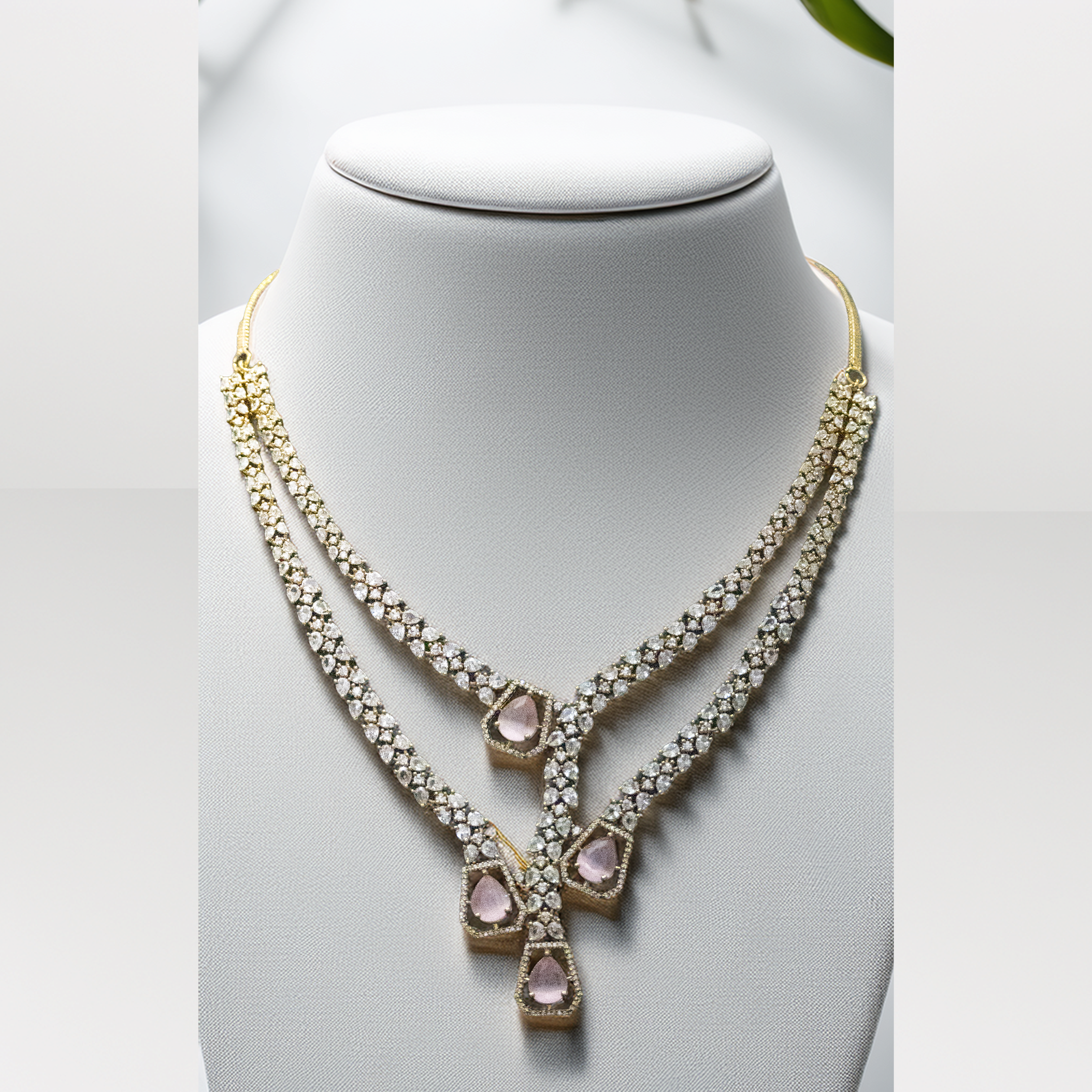 Party Wear Brass AD Necklace Set – Sparkle Effortlessly (1021)