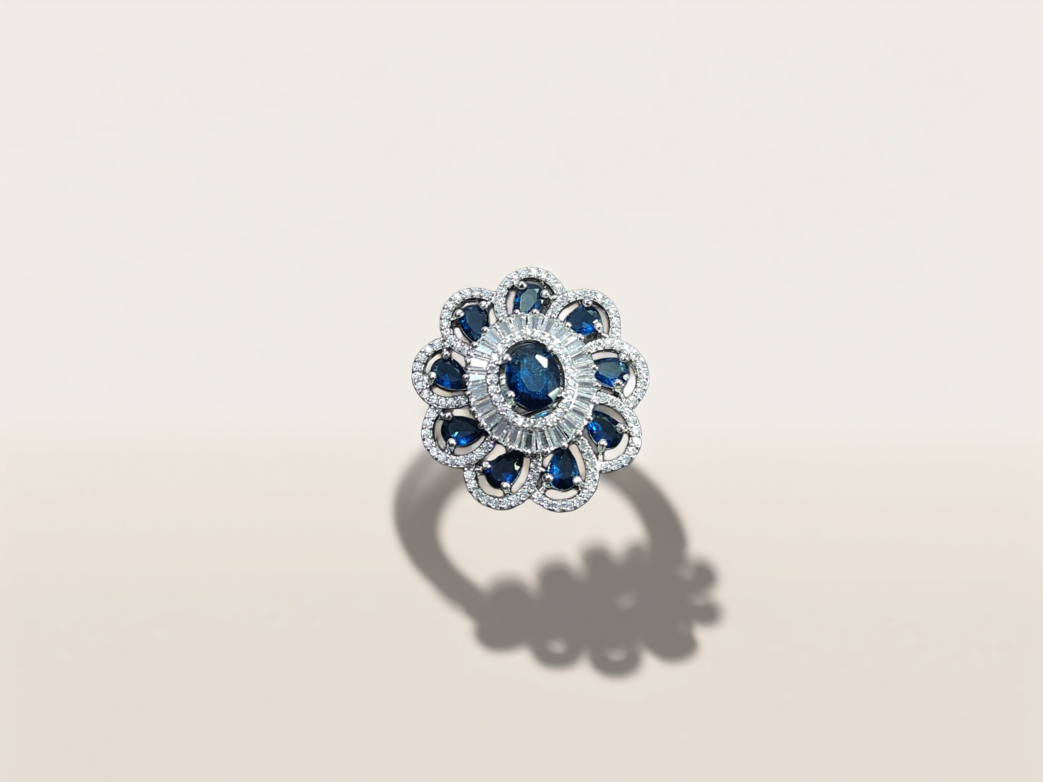 Vintage Sapphire and Diamond Cocktail Ring (1038)