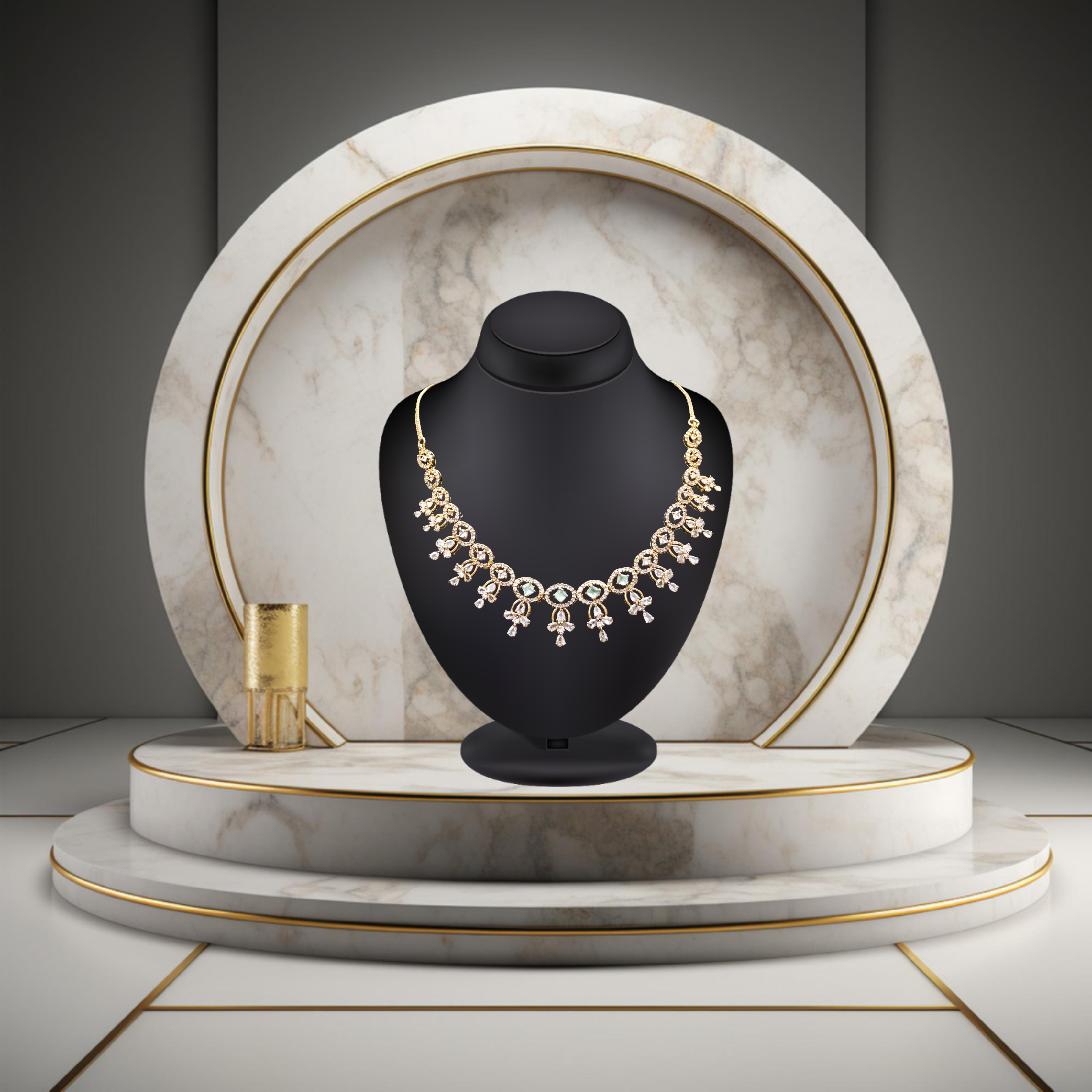 Wedding Guest Jewellery – Brass AD Necklace Set Online (1007)