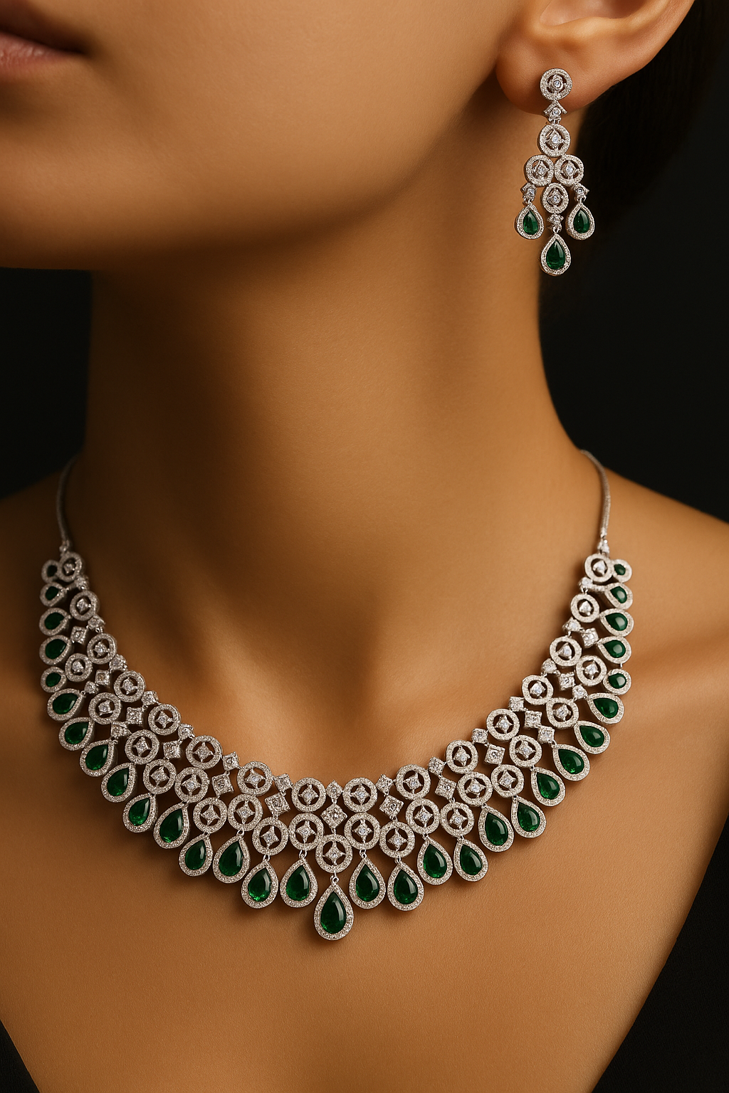 Party Wear Silver AD Necklace – Glam for Every Occasion (1013)