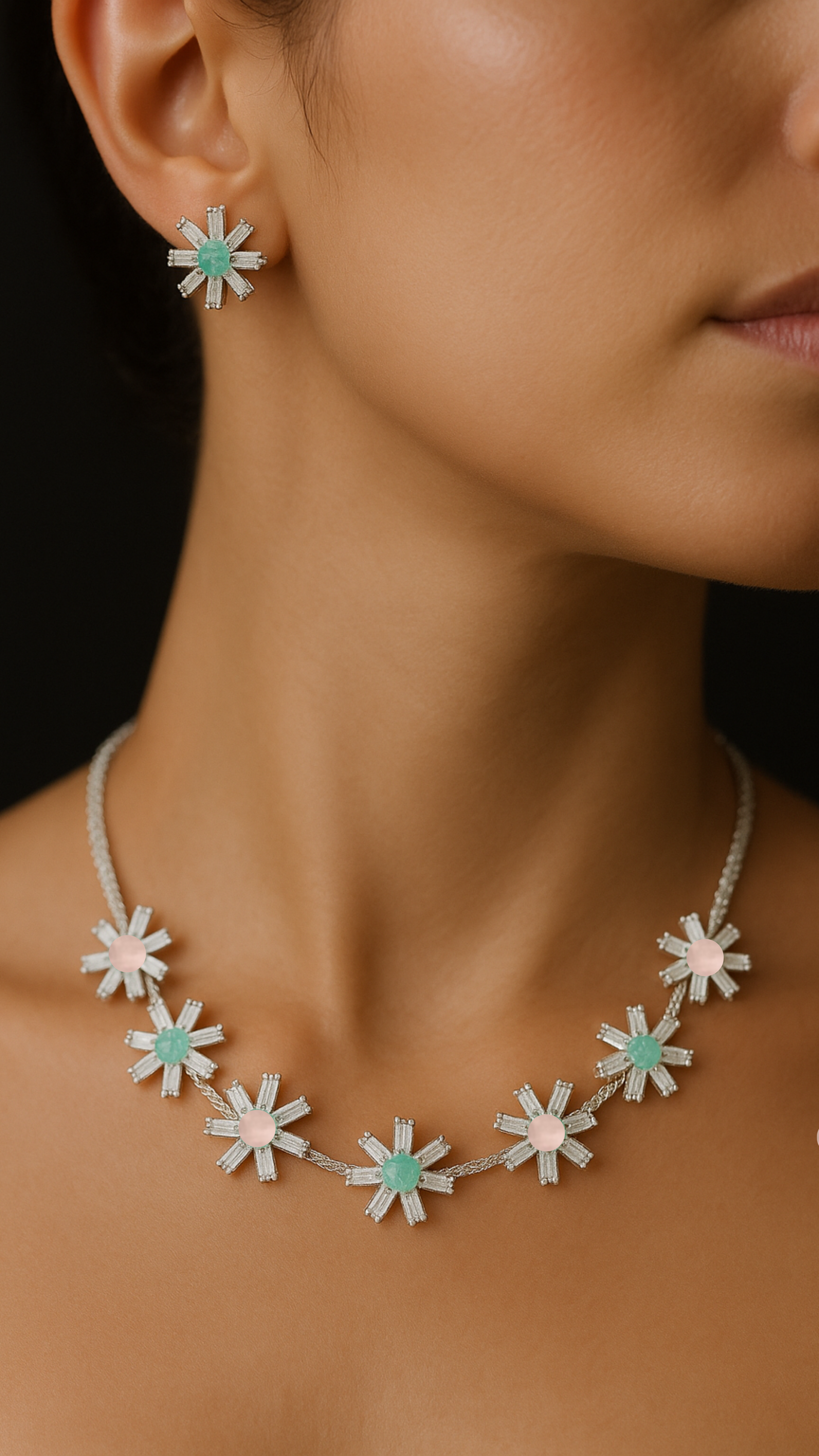 American Diamond Silver Necklace Set – Shine Without the Cost (1060)