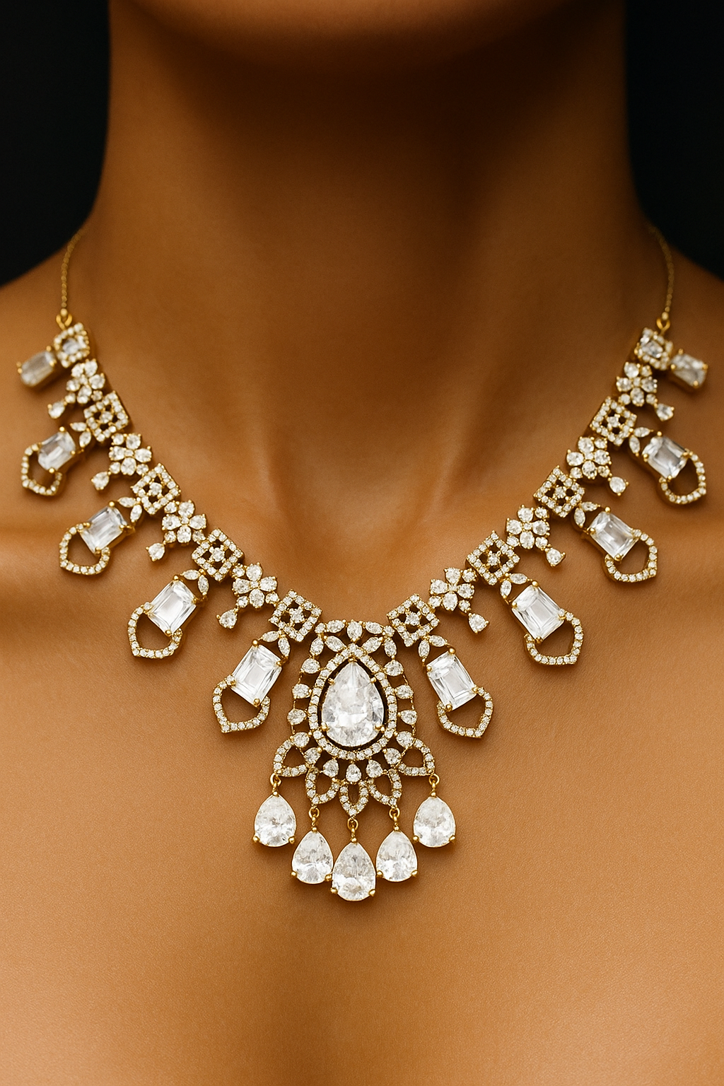 Buy Brass AD Necklace Set Online – Premium Look, Budget Price (1009)