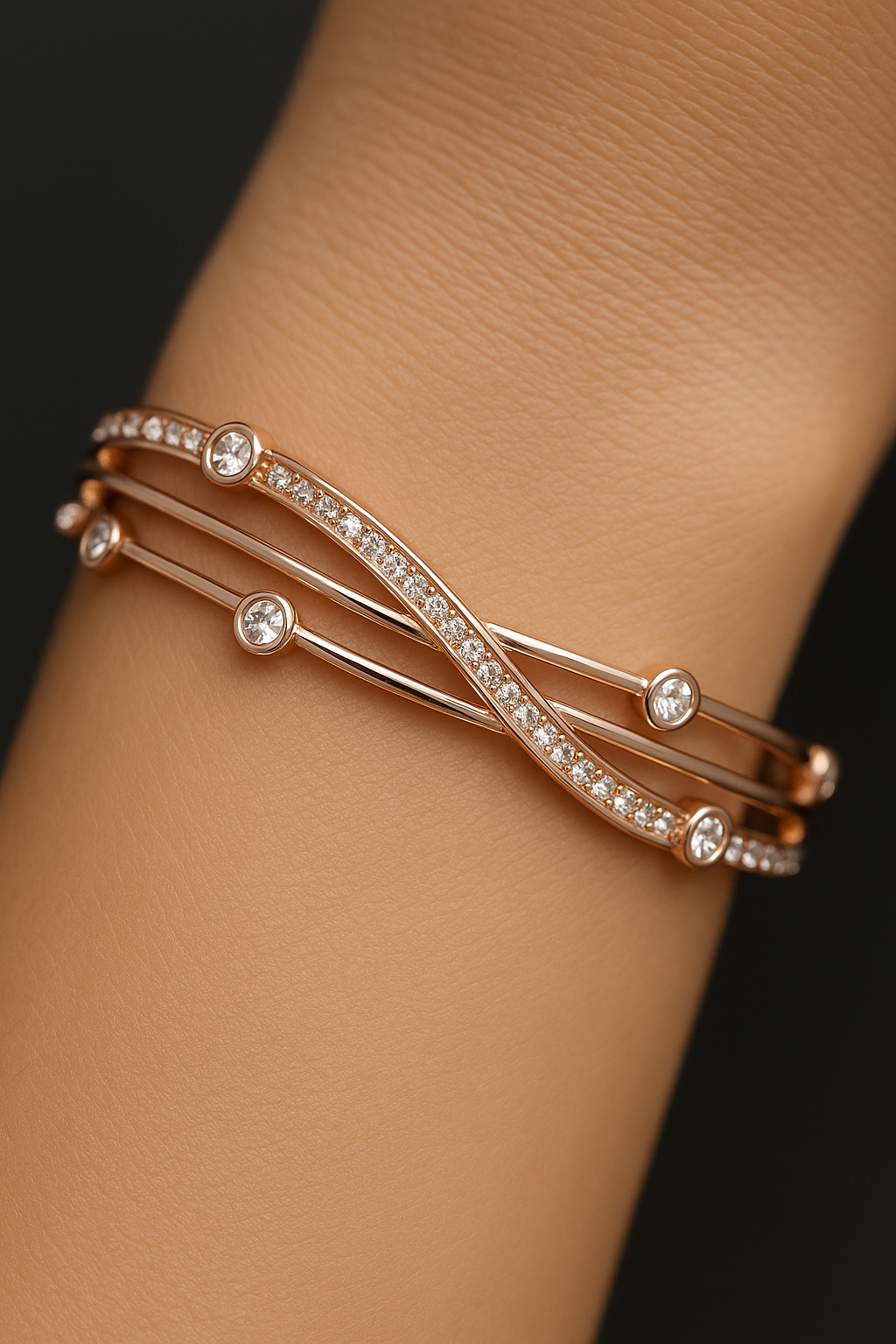 Elegant Rose Gold American Diamond Bracelet (1057)