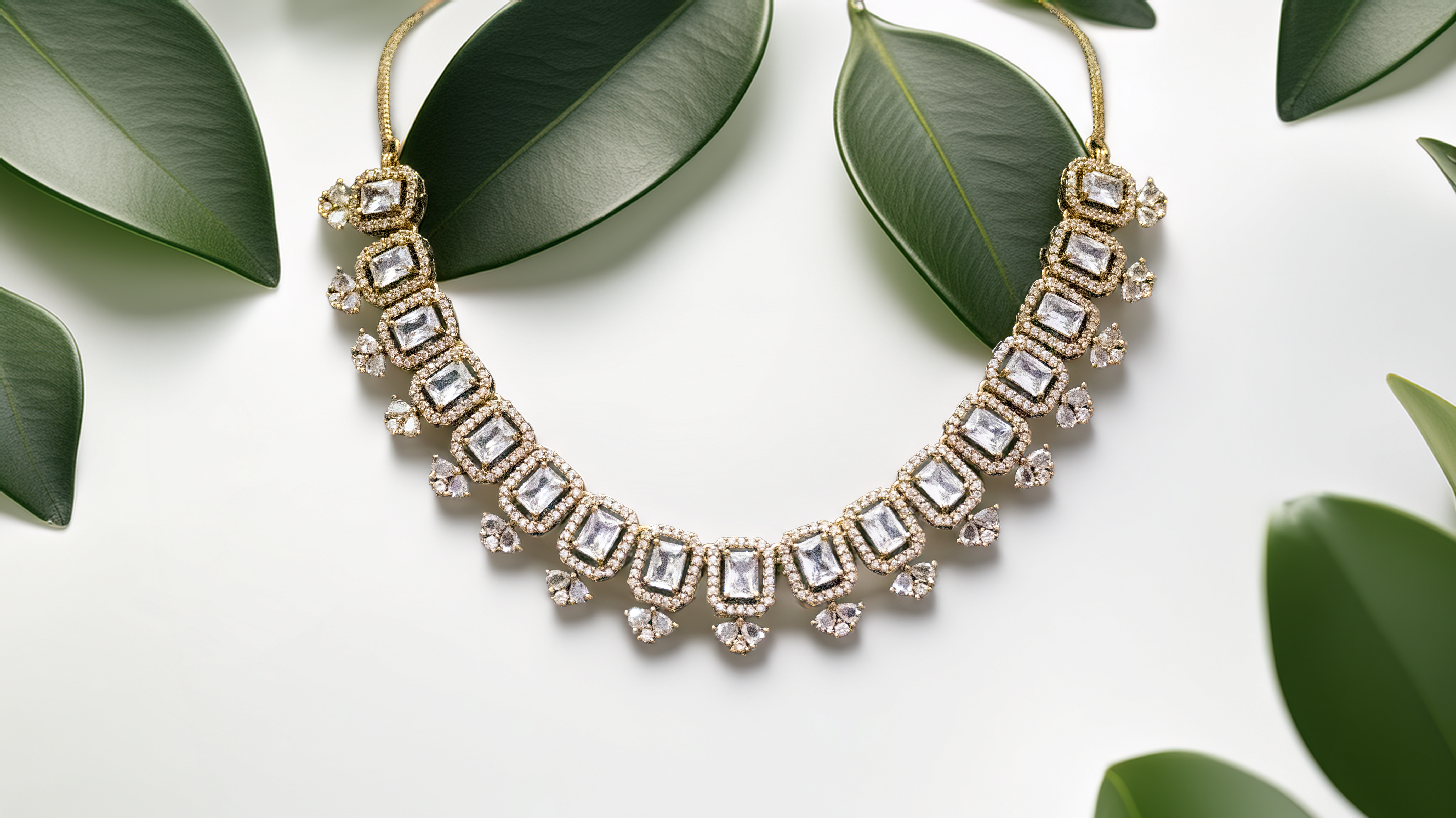 Latest Brass AD Necklace Set Designs – 2025 Collection (1014)