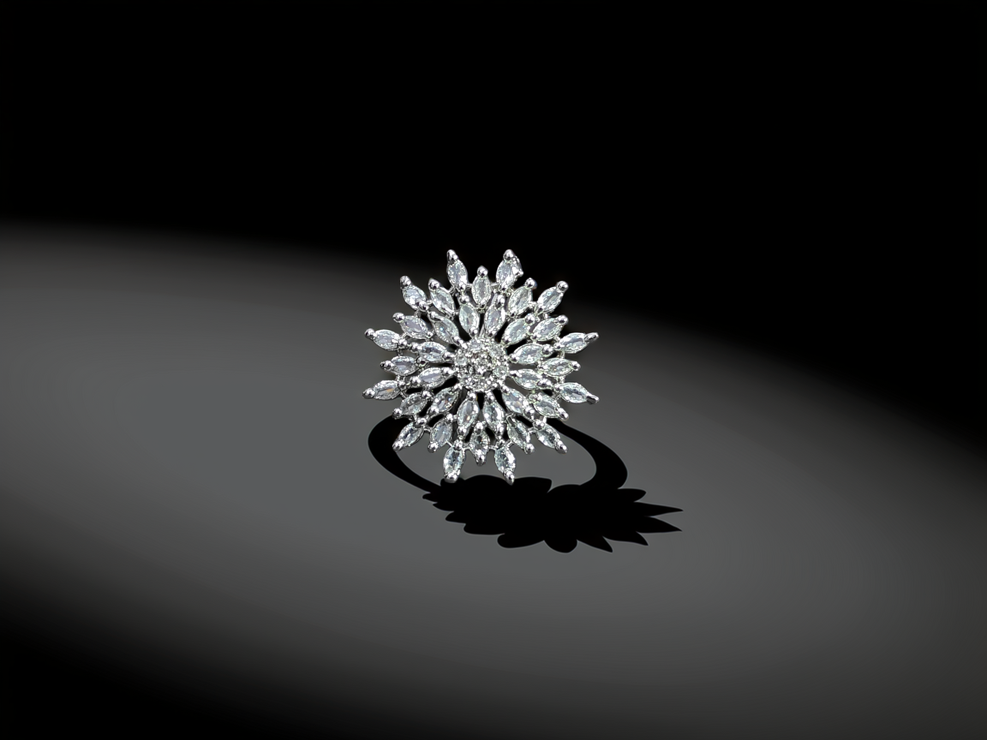 Unique Silver American Diamond Ring | Flexible Fit Design (1047)