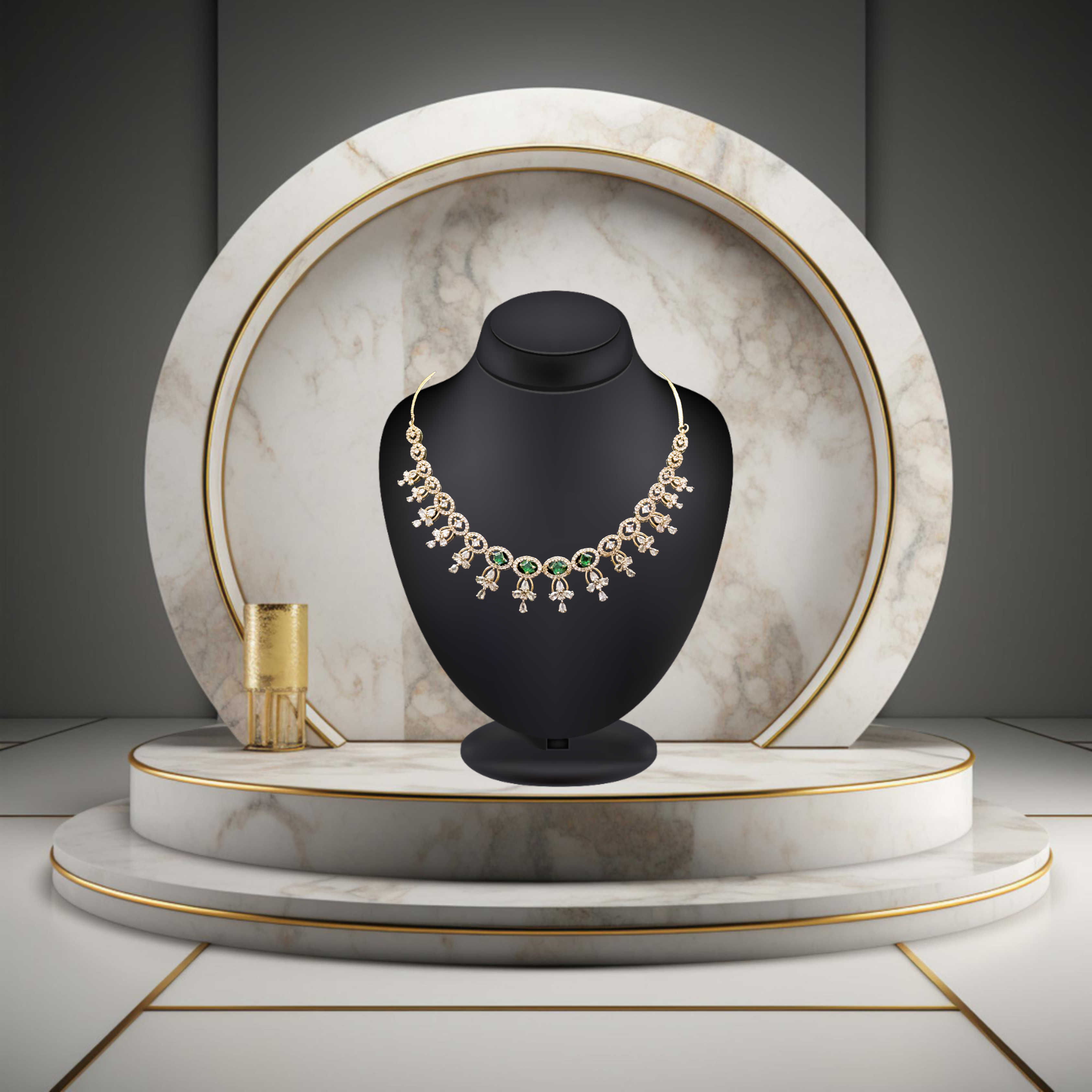 Wedding Guest Jewellery – Brass AD Necklace Set Online (1007)
