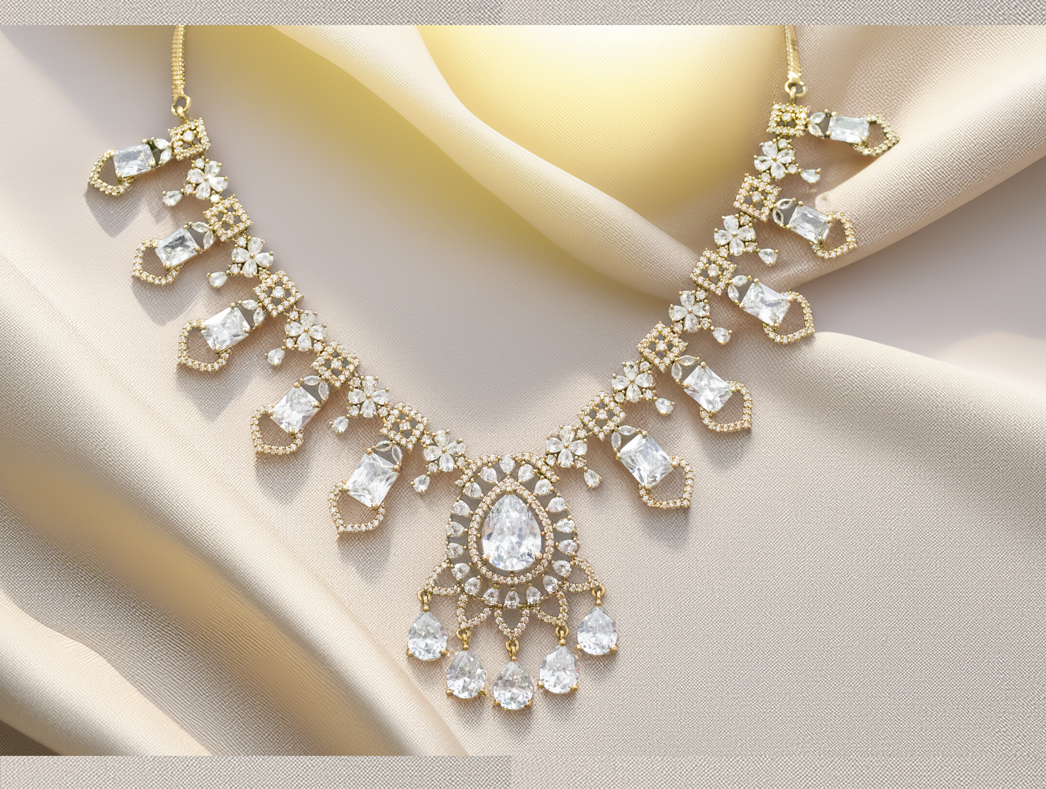 Buy Brass AD Necklace Set Online – Premium Look, Budget Price (1009)