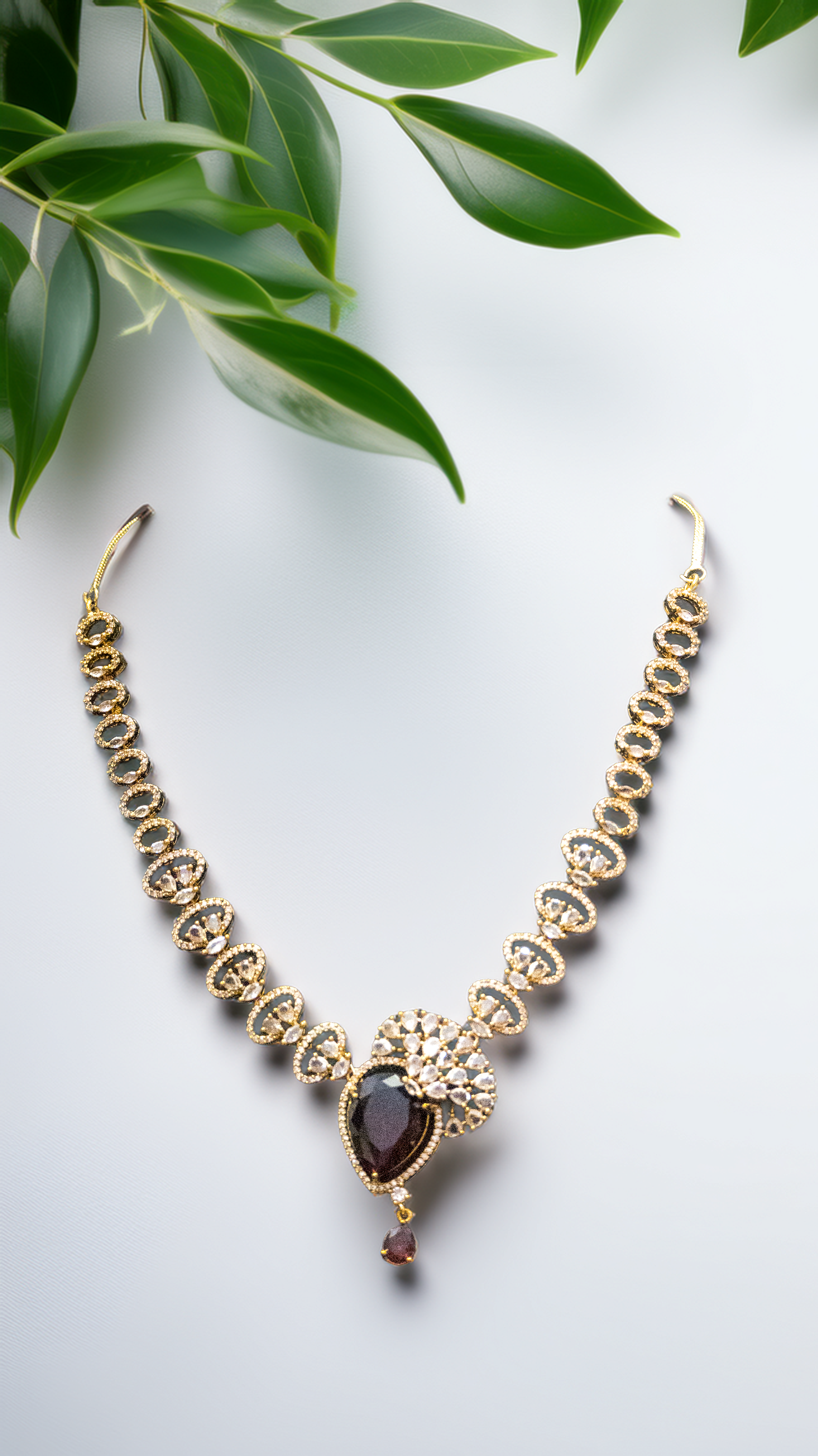 Wedding Guest Jewellery – Brass AD Necklace Set Online (1015)