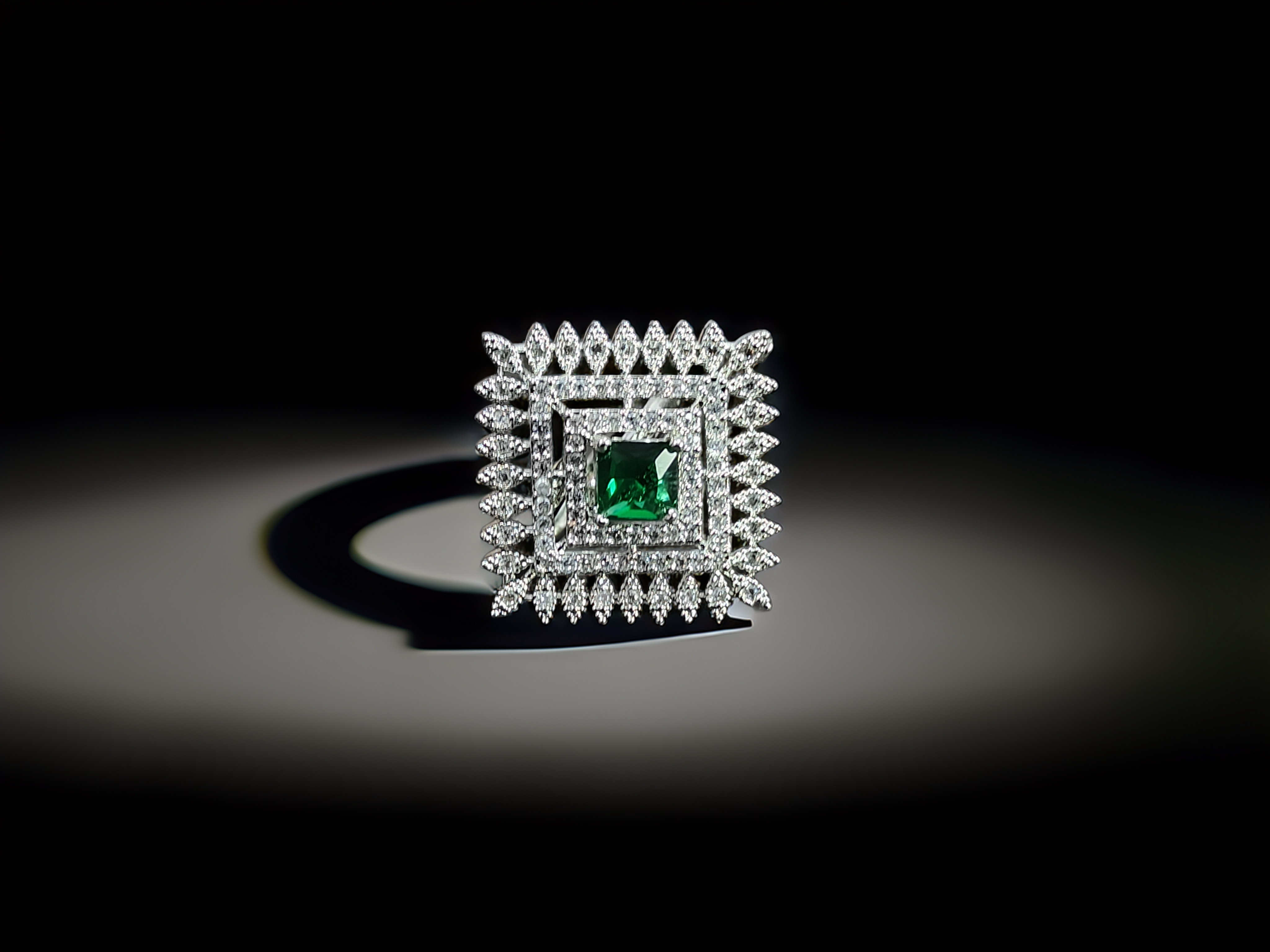 Silver Adjustable Ring | American Diamond Shine (1044)