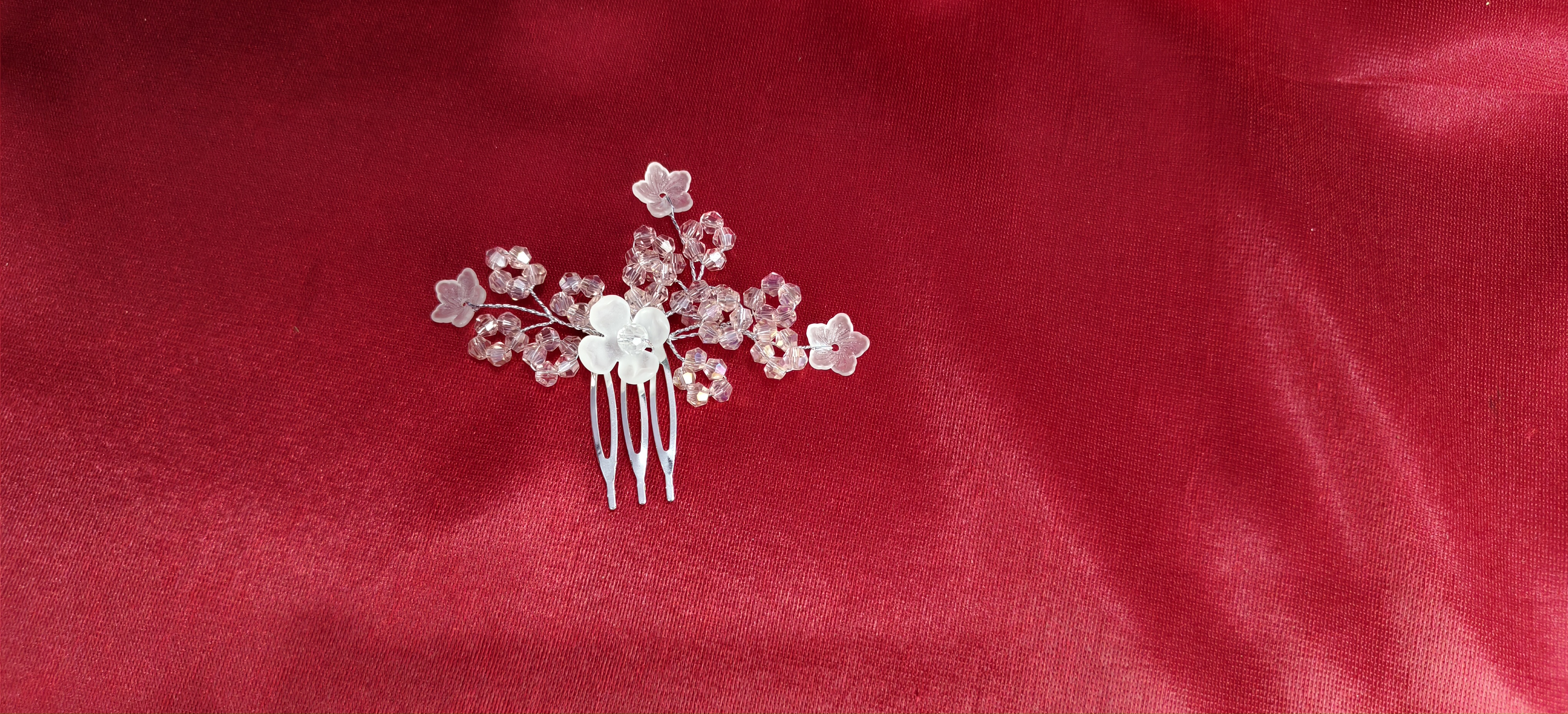 Small Silver Hair Comb Pin for Juda | Crystal Flower Hair Accessory for Women | Elegant Party Wear Bun Pin 