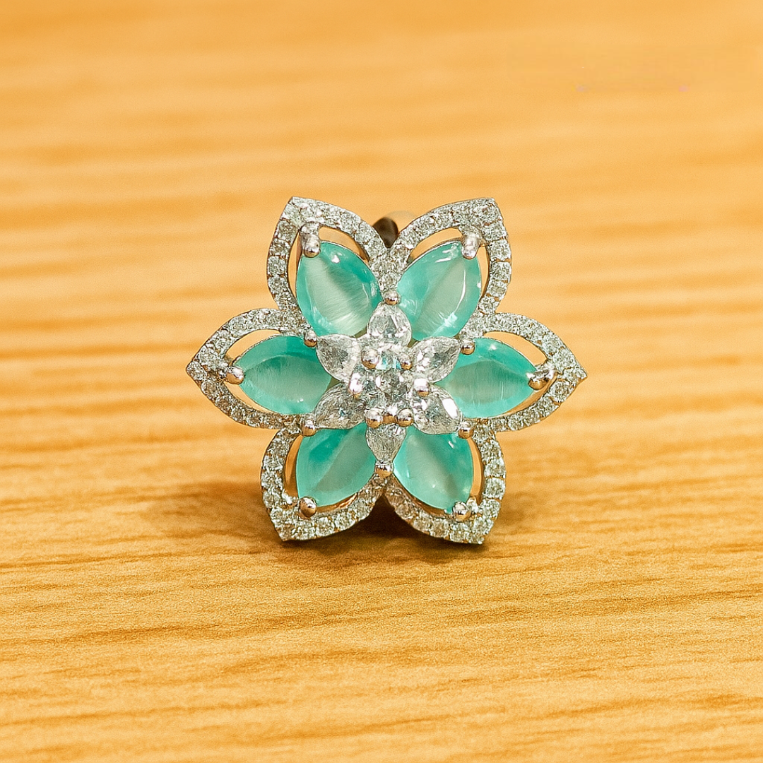 Premium Silver Finish AD Ring | Adjustable for All Sizes (1037)