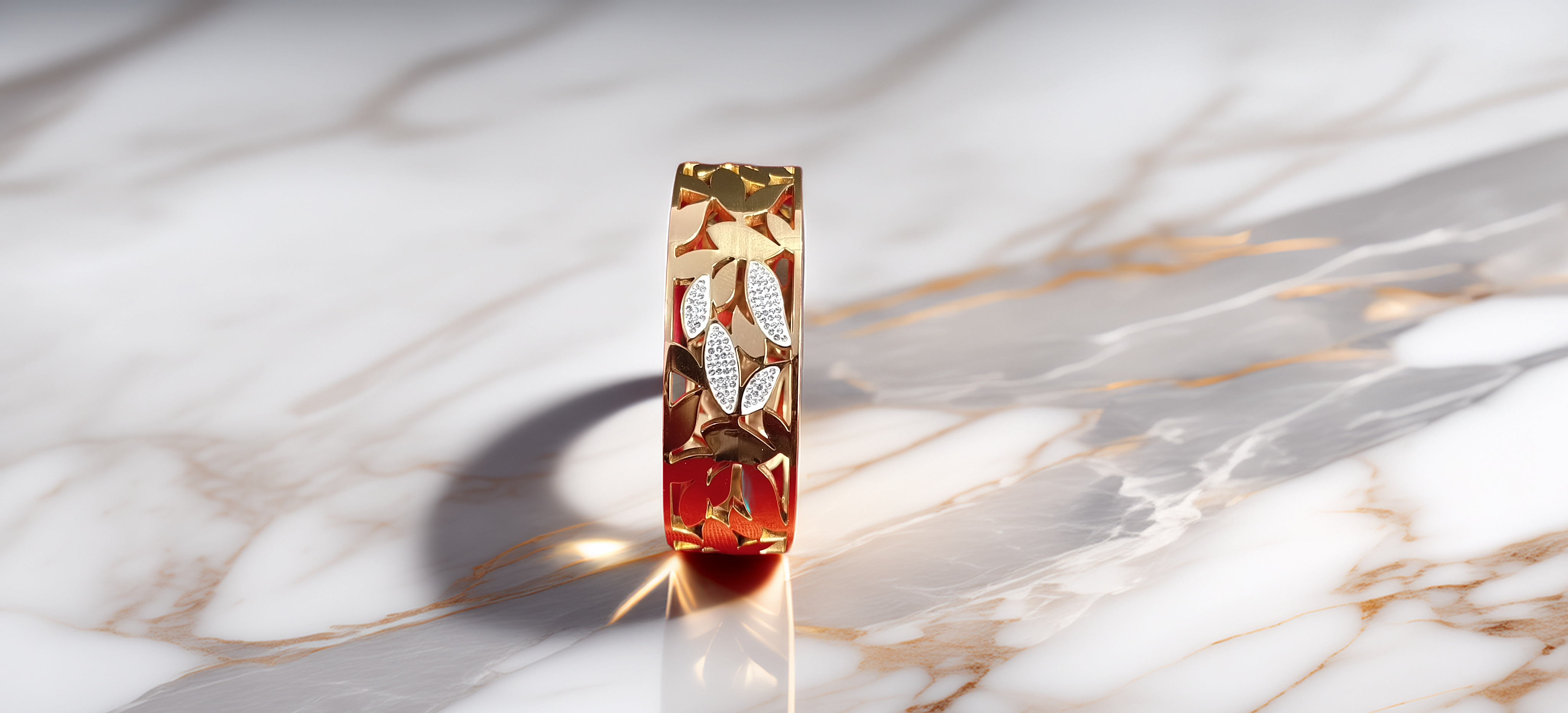 Elegant Gold Plated Leaf Bracelet (1058)