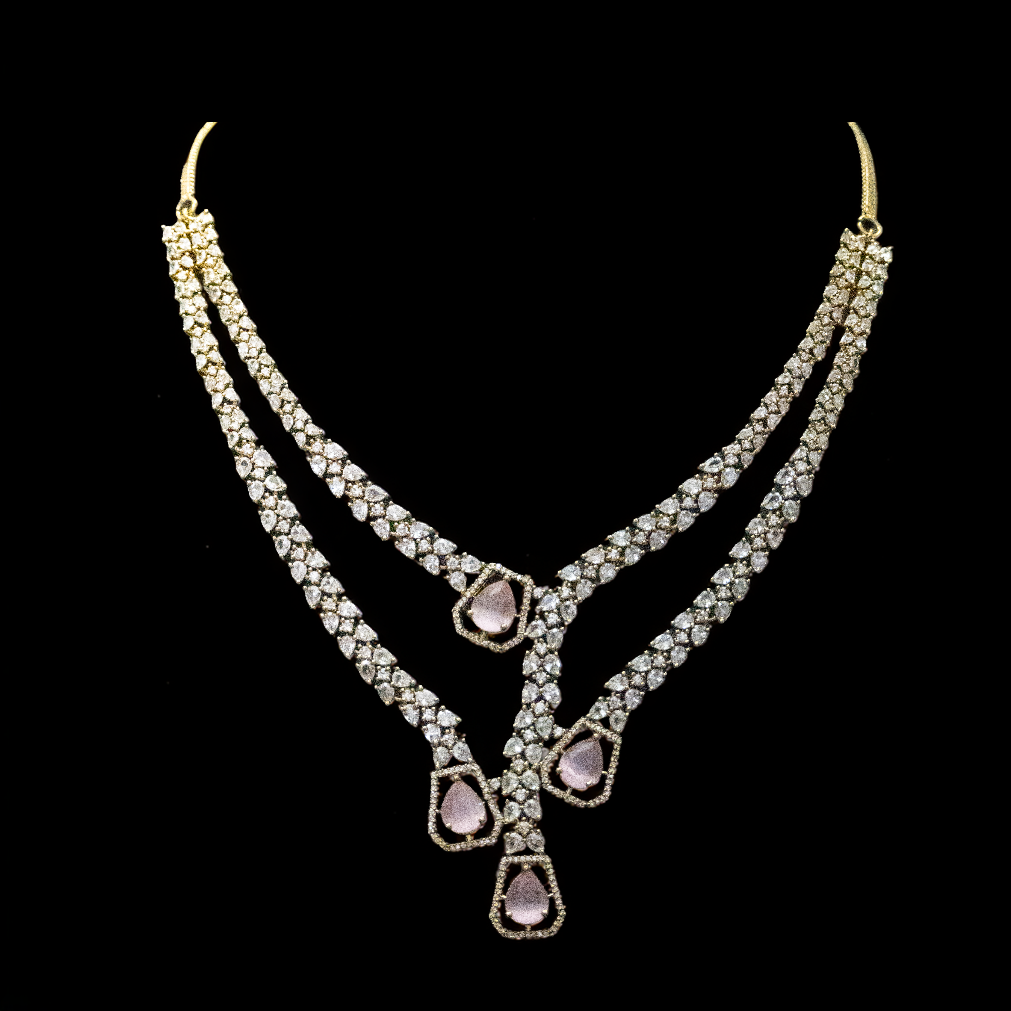 Party Wear Brass AD Necklace Set – Sparkle Effortlessly (1021)
