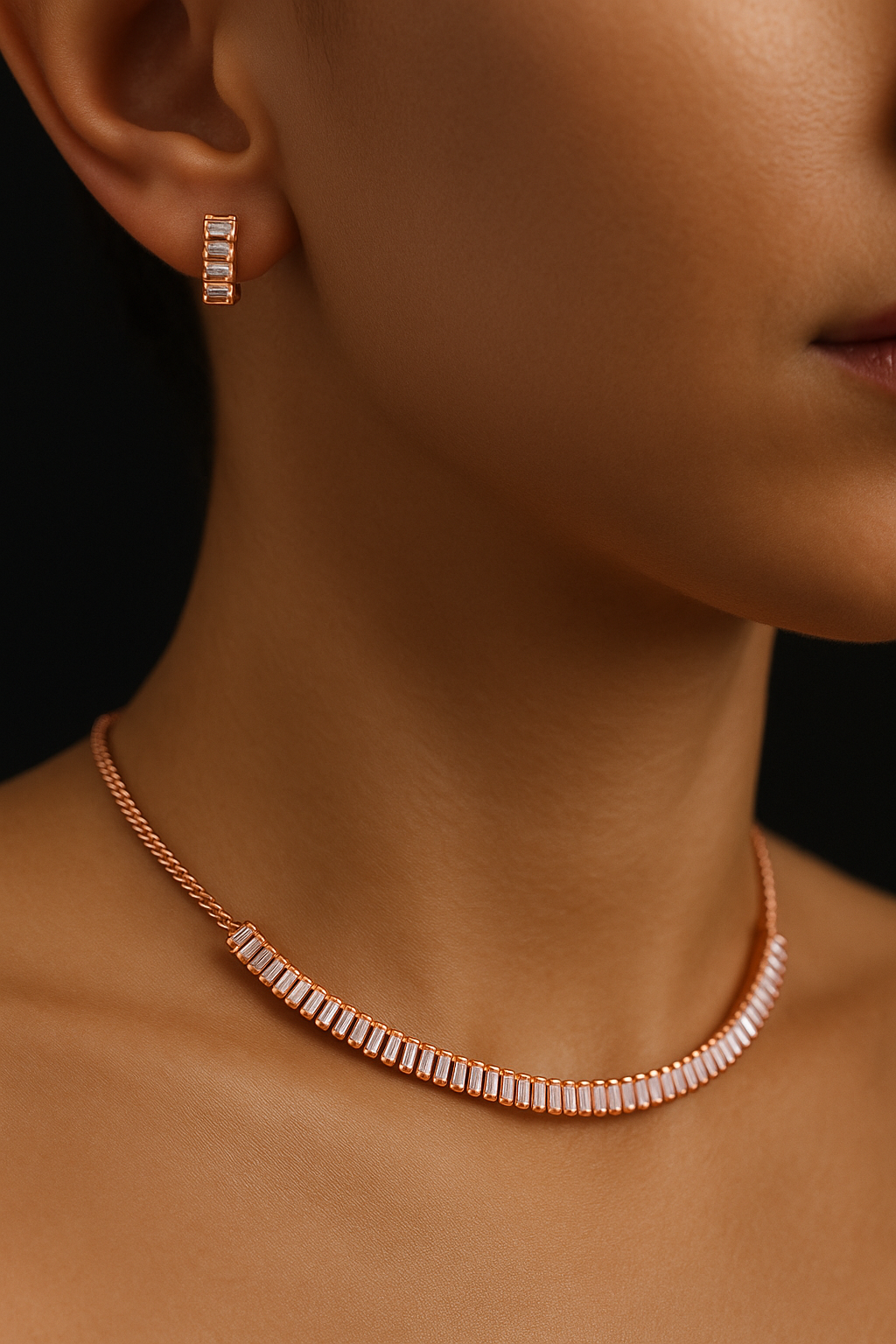 Golden Polish AD Necklace Set – Real Diamond Lookalike (1065)